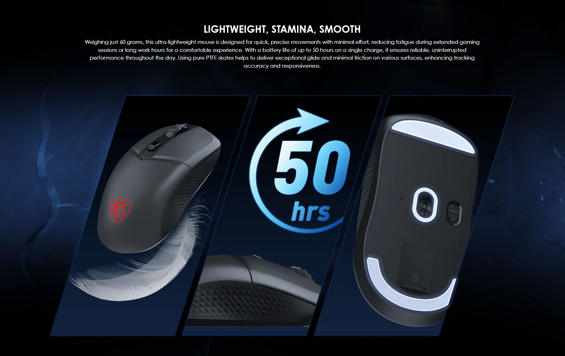 A large marketing image providing additional information about the product MSI Versa 300 Wireless Gaming Mouse - Additional alt info not provided