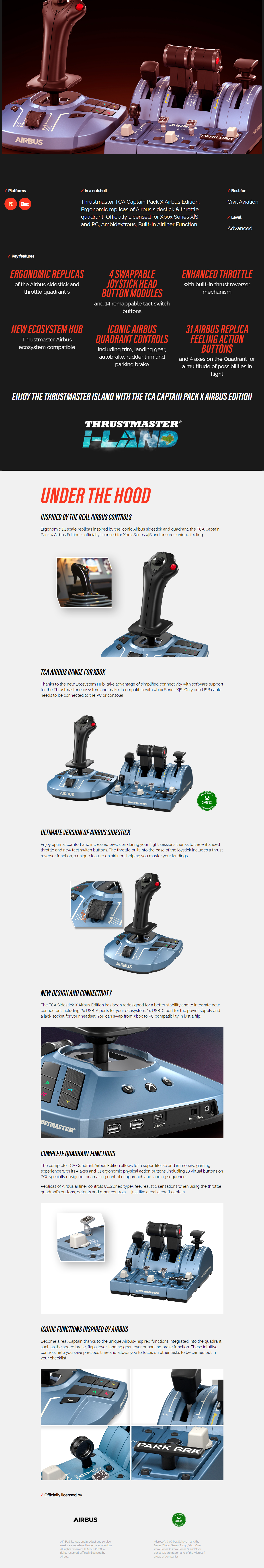 A large marketing image providing additional information about the product Thrustmaster TCA Captain Pack X - Airbus Edition - Additional alt info not provided