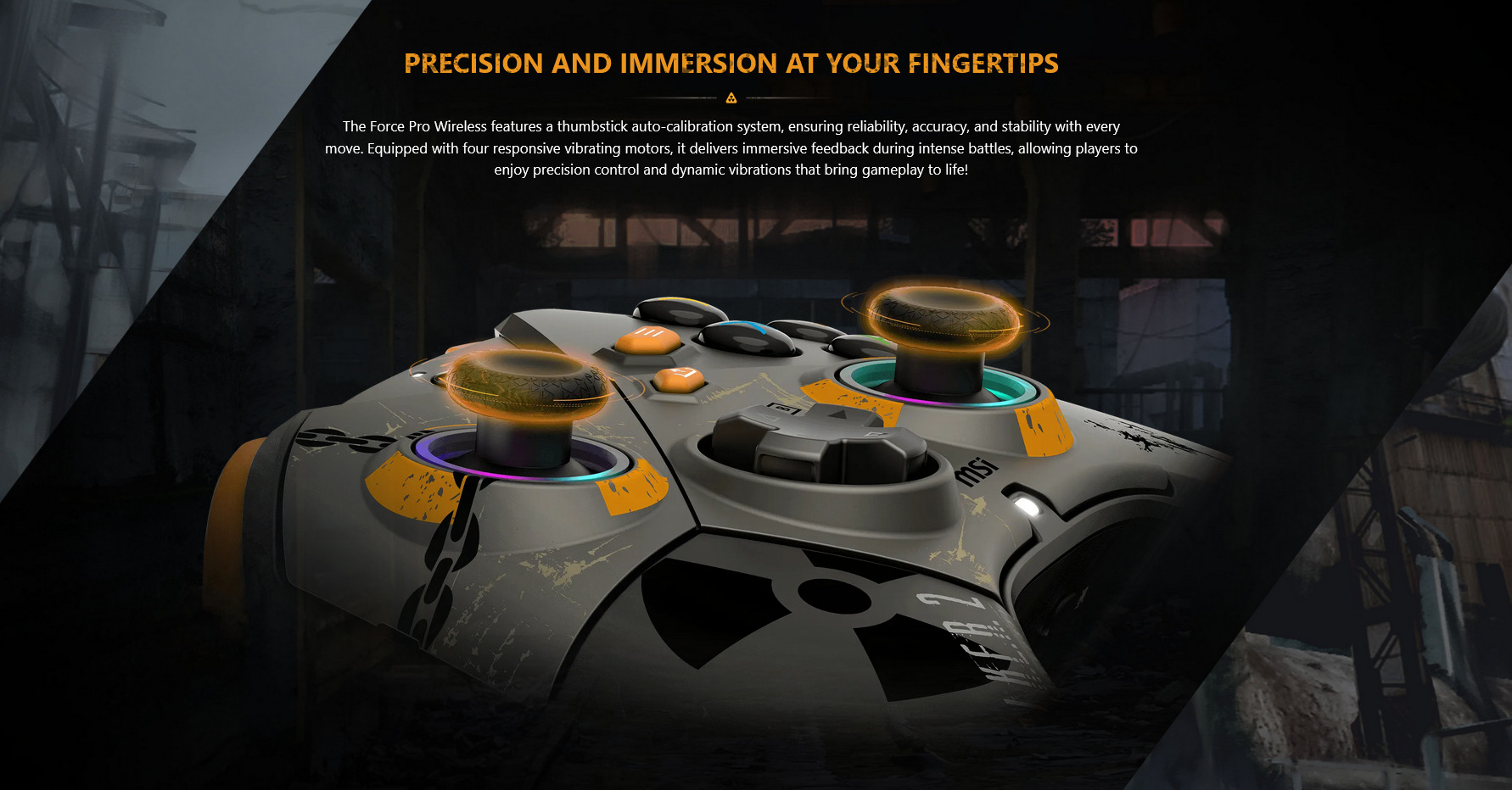 A large marketing image providing additional information about the product MSI Force Pro Wireless Xbox Controller - STALKER 2 Edition - Additional alt info not provided