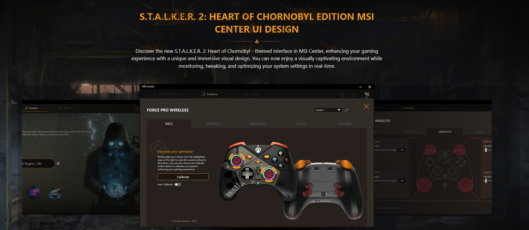 A large marketing image providing additional information about the product MSI Force Pro Wireless Xbox Controller - STALKER 2 Edition - Additional alt info not provided