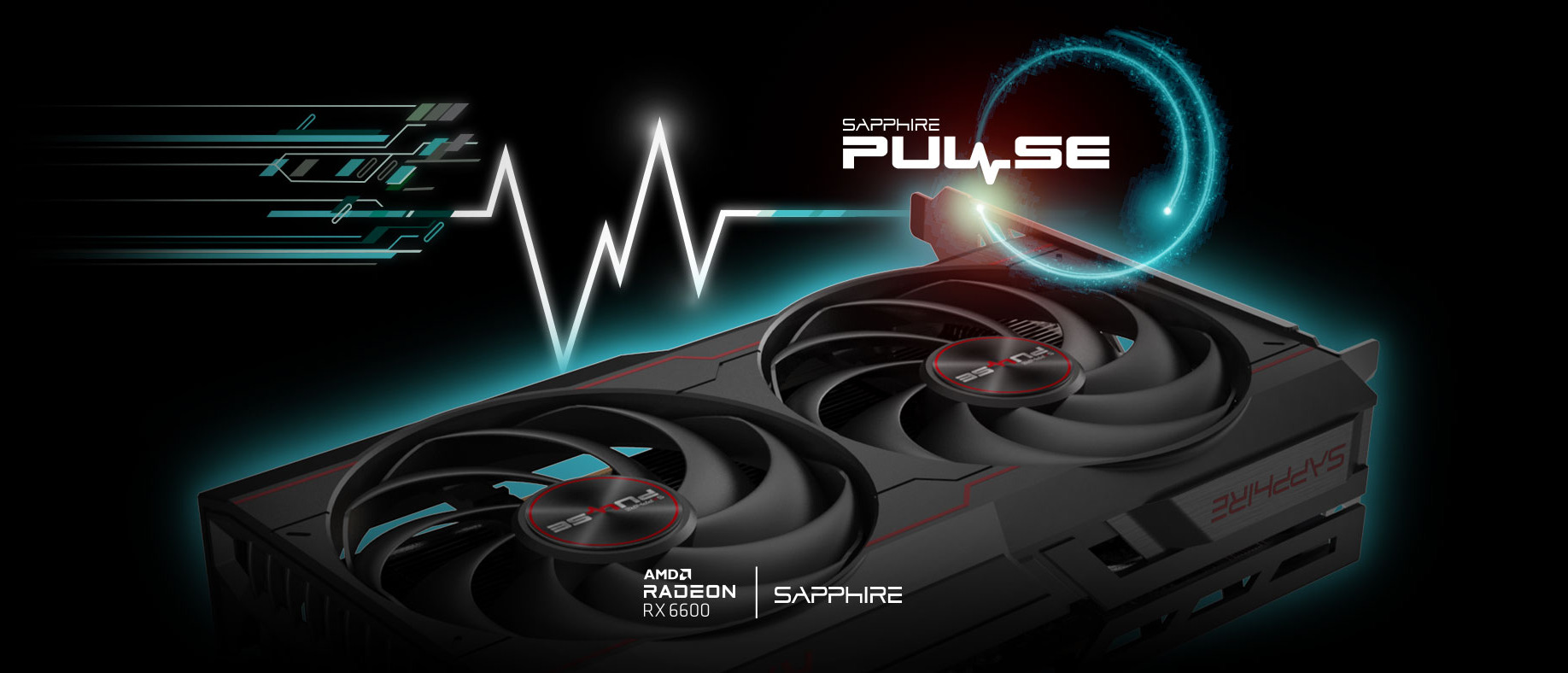 A large marketing image providing additional information about the product Sapphire Radeon RX 6600 PULSE 8GB GDDR6  - Additional alt info not provided