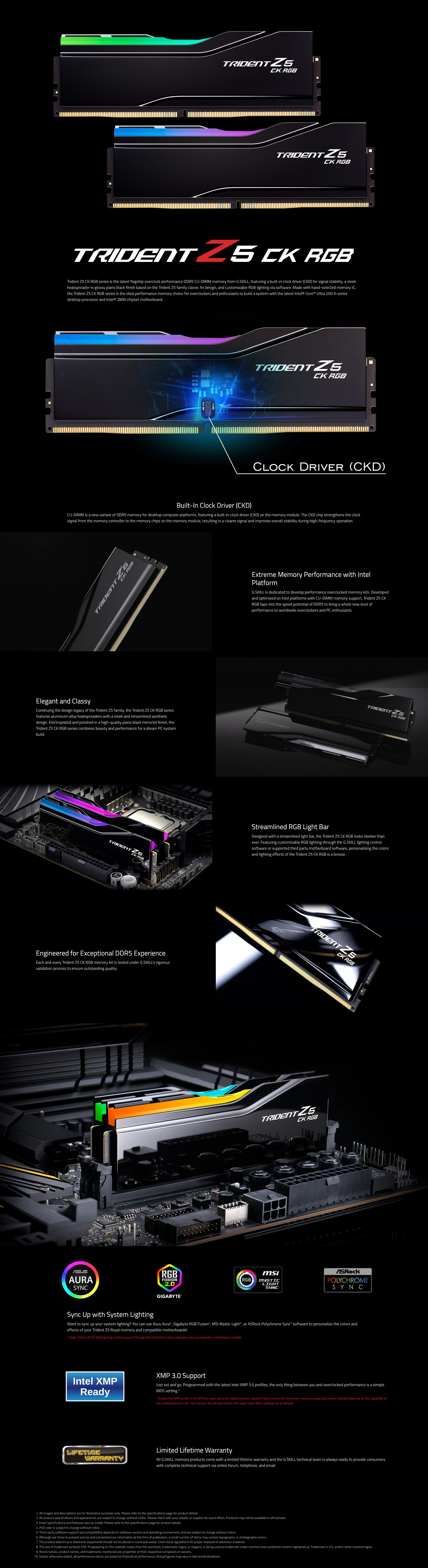 A large marketing image providing additional information about the product G.Skill Trident Z5 CK RGB 48GB Kit (2x24GB) DDR5 CU-DIMM C40 8200MHz - Additional alt info not provided