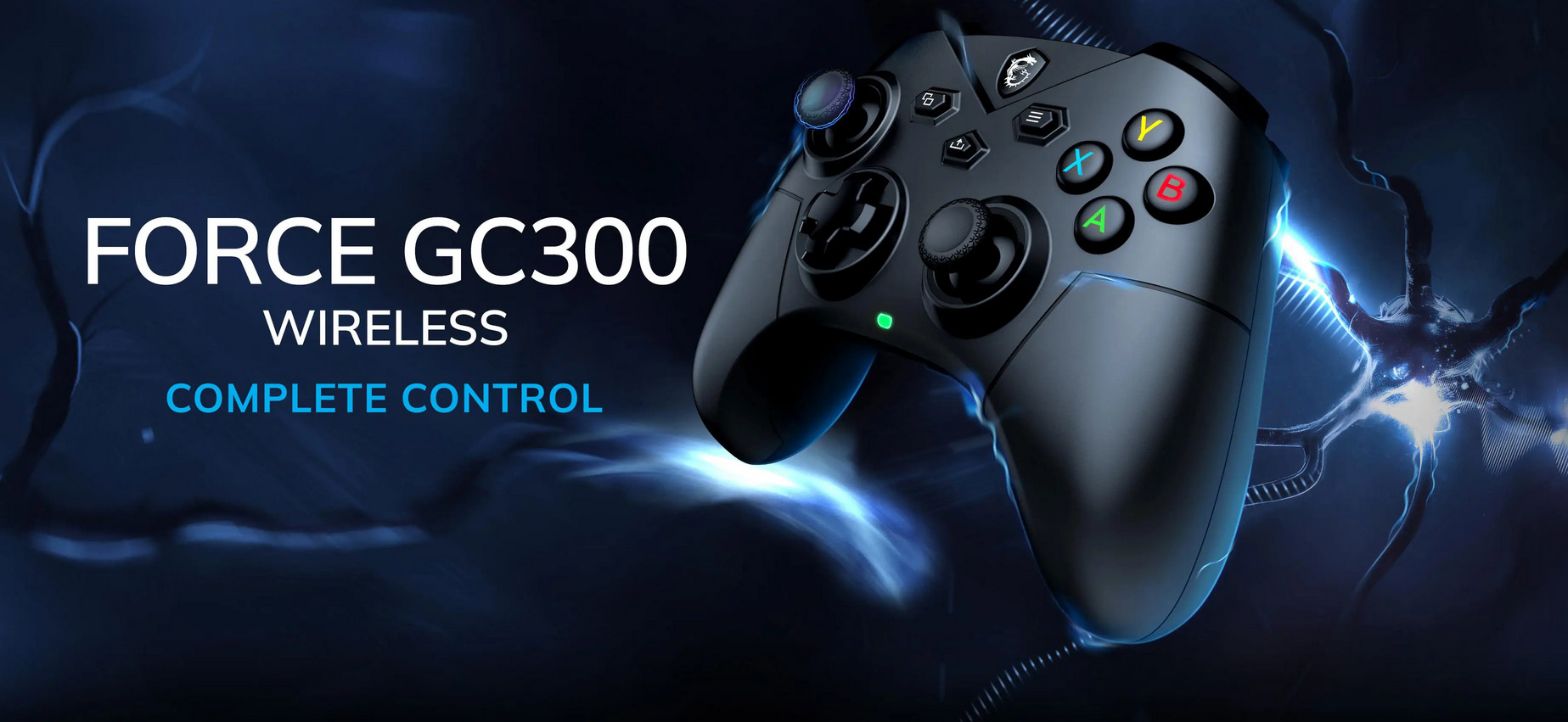 A large marketing image providing additional information about the product MSI Force GC3000 Wireless Gaming Controller  - Additional alt info not provided