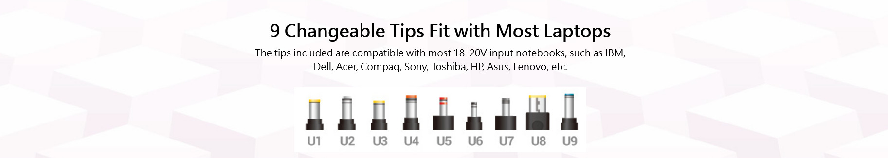 A large marketing image providing additional information about the product FSP 90W AC Universal Notebook Adaptor - Additional alt info not provided