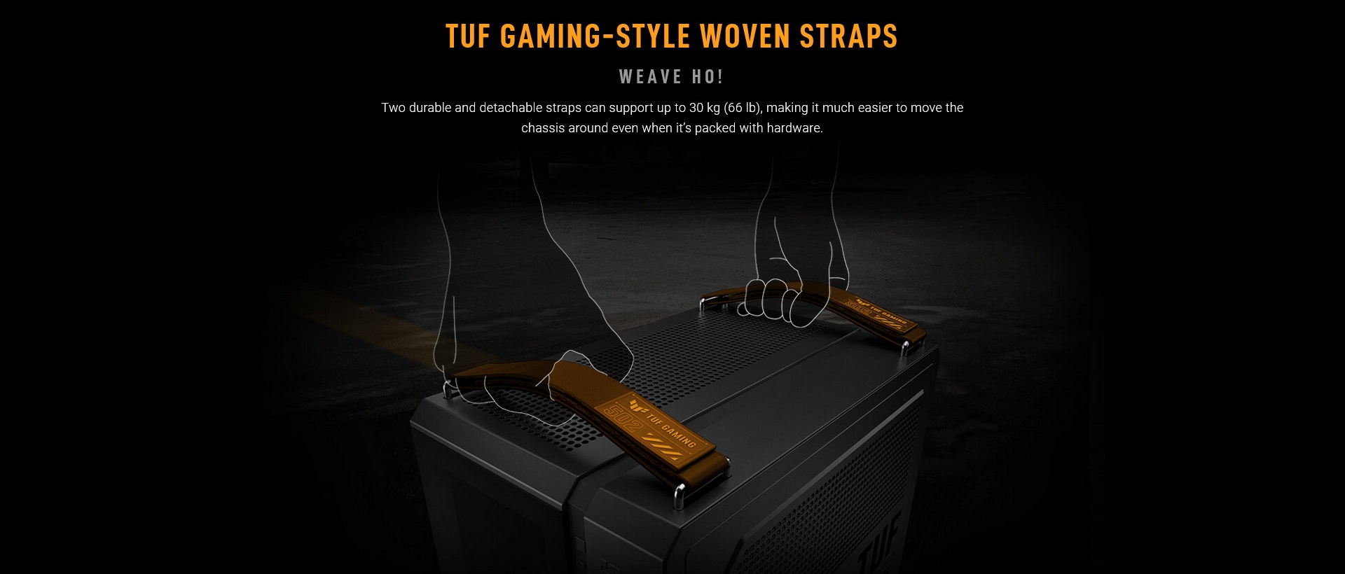 A large marketing image providing additional information about the product ASUS TUF Gaming GT502 Horizon Mid Tower Case - Black - Additional alt info not provided