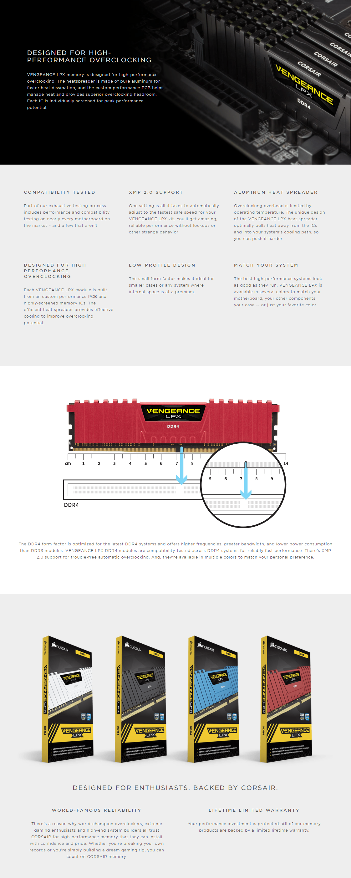 A large marketing image providing additional information about the product Corsair Vengeance LPX 16GB Kit (2x8GB) DDR4-3200 C16 - Additional alt info not provided