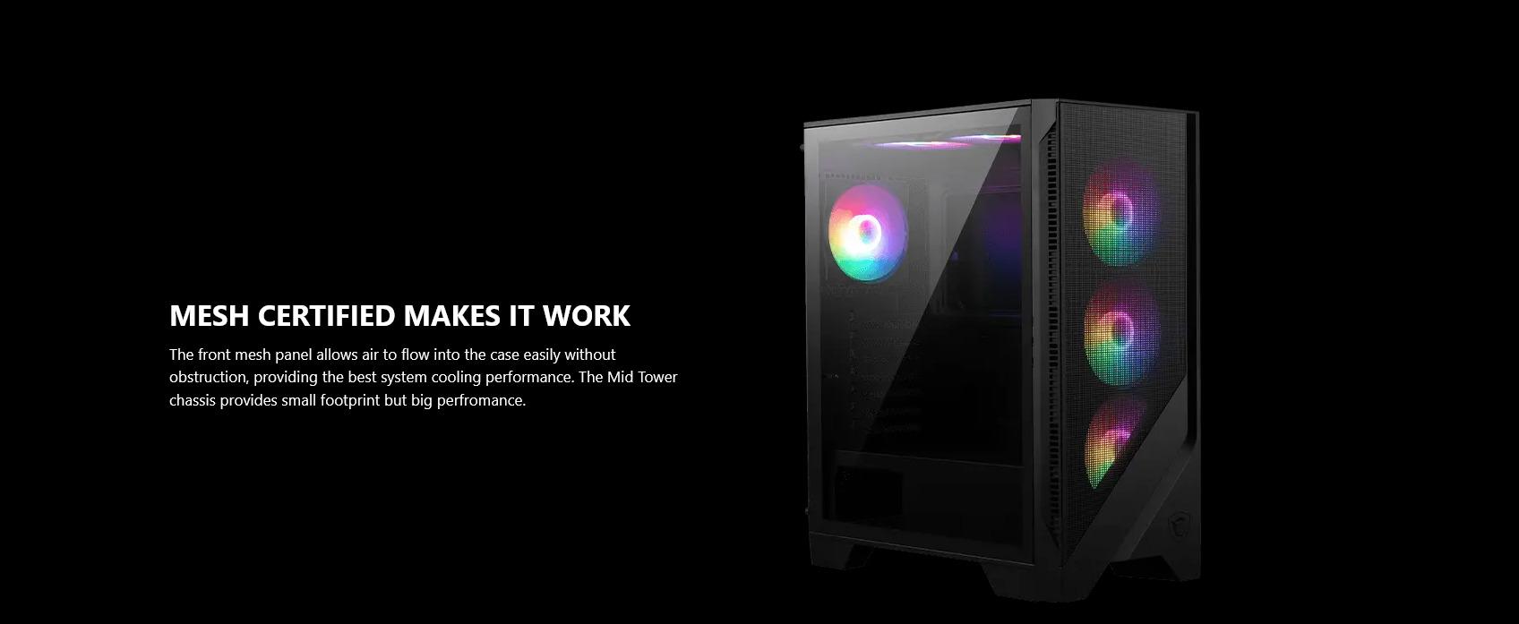 A large marketing image providing additional information about the product MSI MAG Forge 120A Airflow Mid Tower Case - Black - Additional alt info not provided