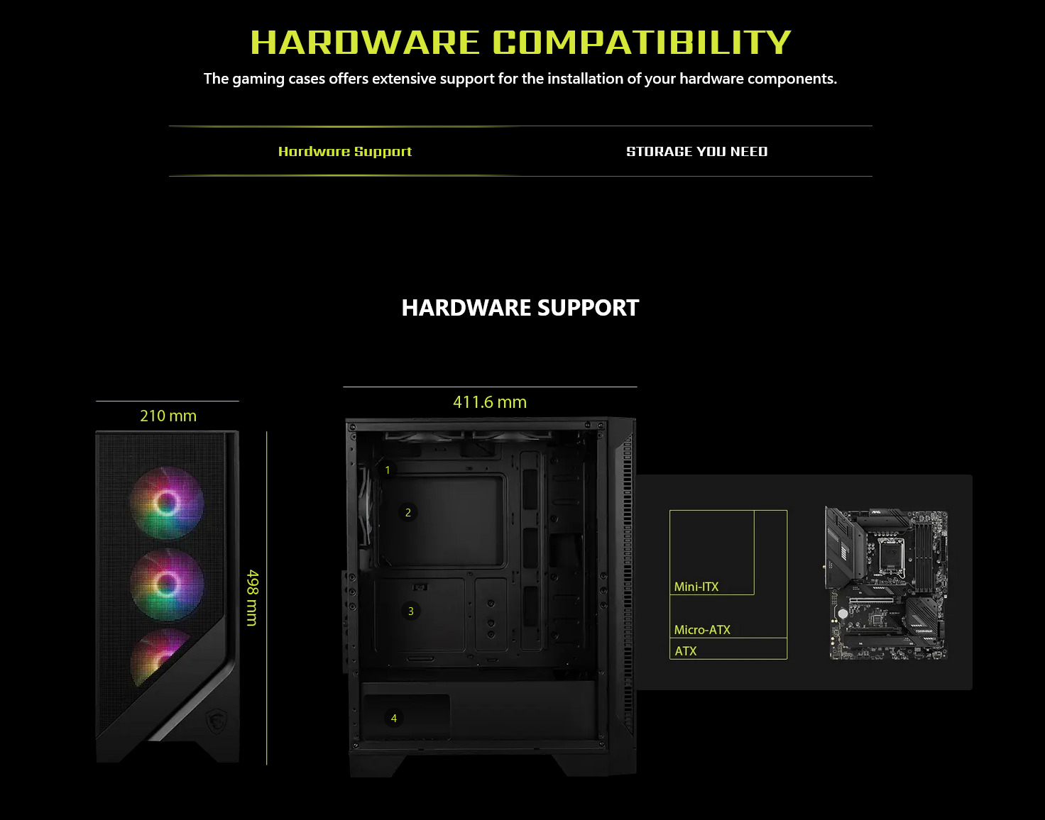 A large marketing image providing additional information about the product MSI MAG Forge 120A Airflow Mid Tower Case - Black - Additional alt info not provided