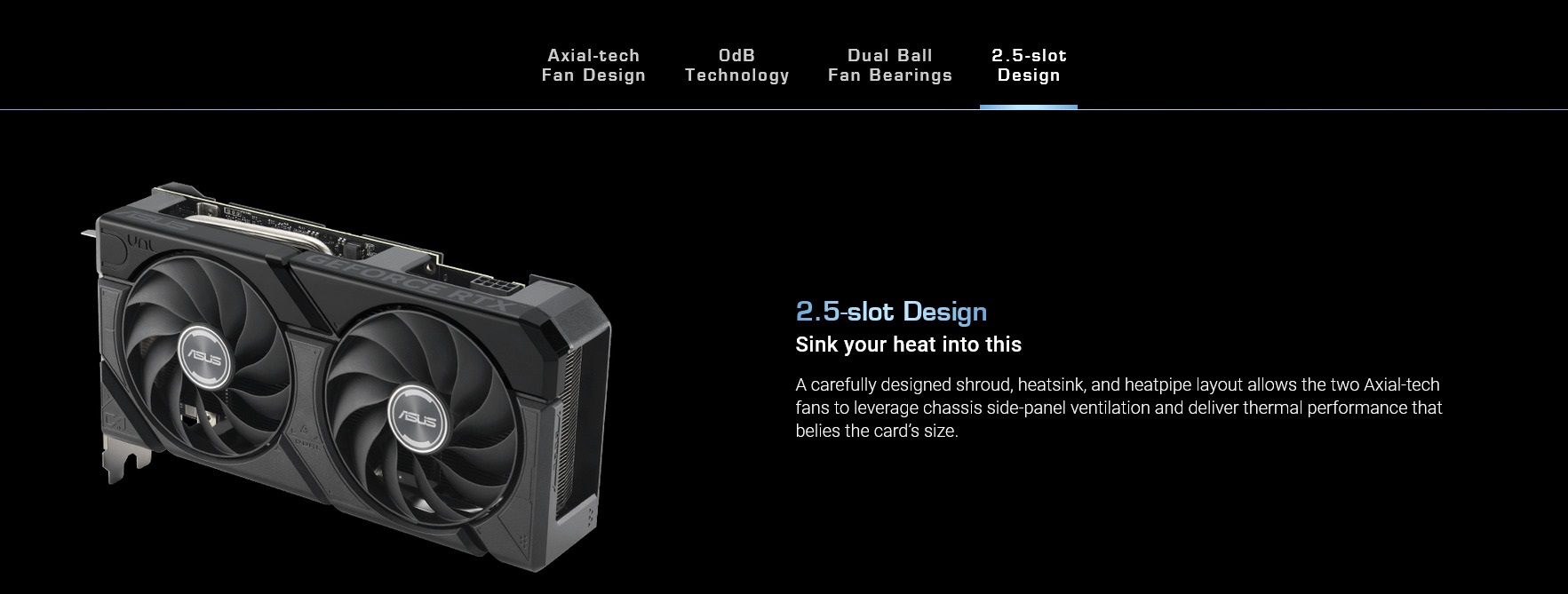 A large marketing image providing additional information about the product ASUS GeForce RTX 4070 Dual EVO OC 12GB GDDR6 - Additional alt info not provided