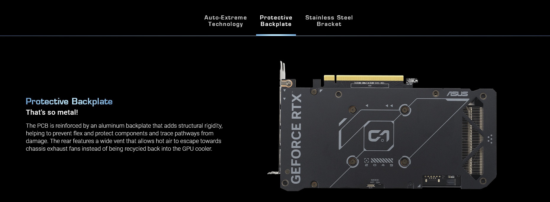 A large marketing image providing additional information about the product ASUS GeForce RTX 4070 Dual EVO OC 12GB GDDR6 - Additional alt info not provided