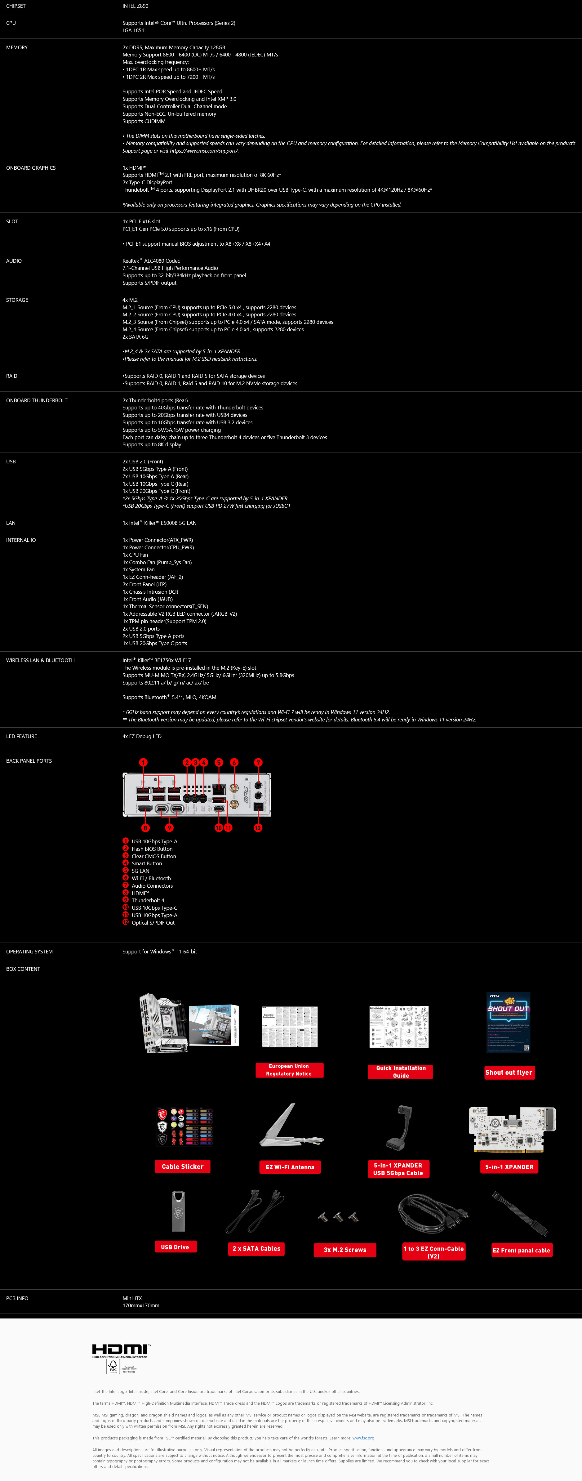 A large marketing image providing additional information about the product MSI MPG Z890I Edge TI WiFi LGA1851 mITX Desktop Motherboard - Additional alt info not provided