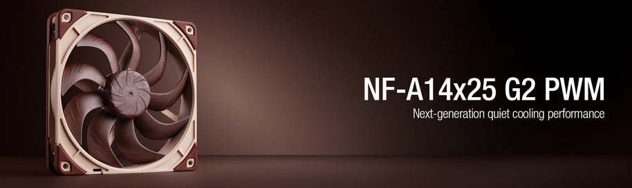 A large marketing image providing additional information about the product Noctua NF-A14X25 G2 PWM - 140mm x 25mm 1500RPM Cooling Fan - Additional alt info not provided