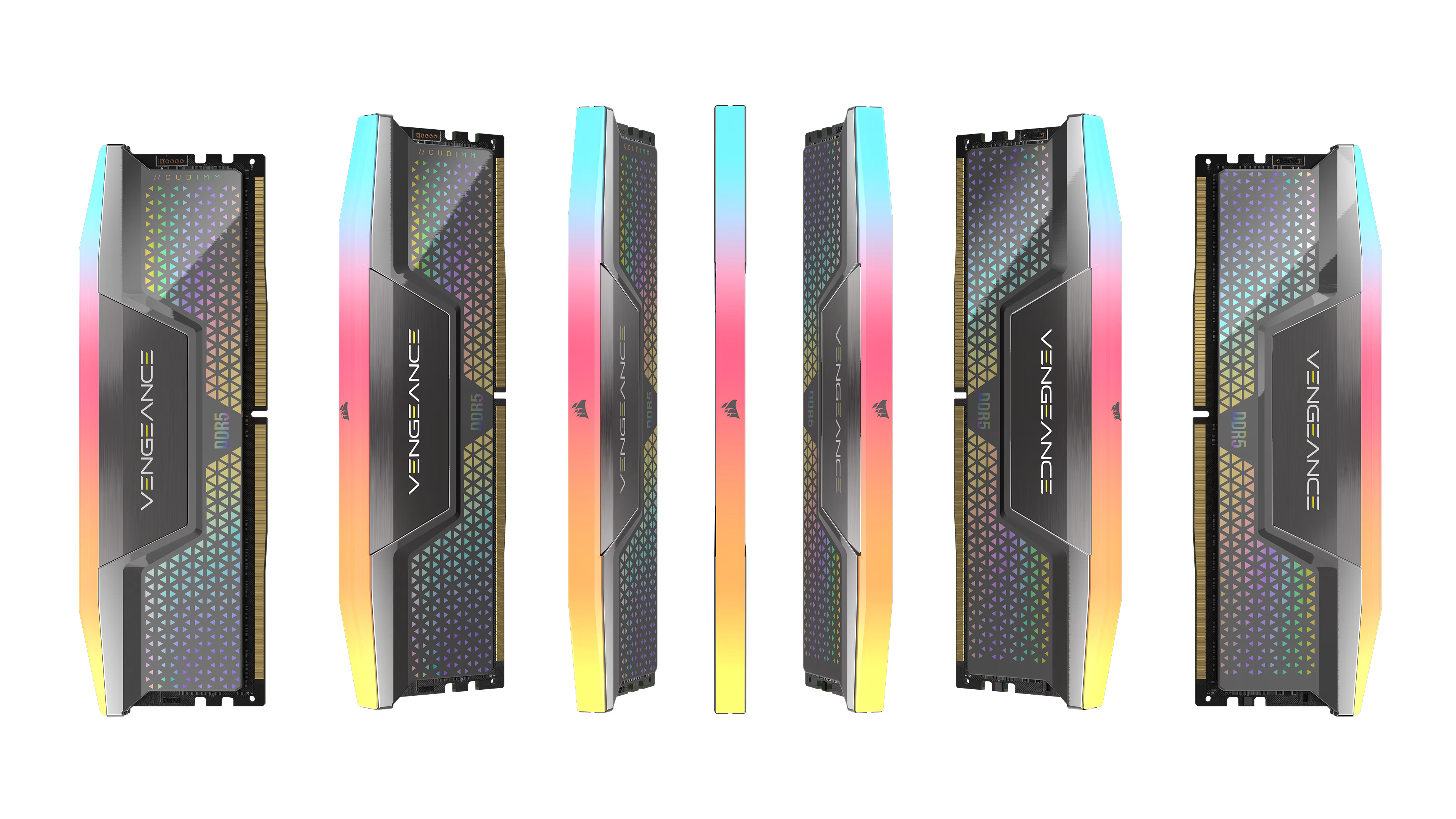 A large marketing image providing additional information about the product Corsair Vengeance RGB 48GB Kit (2x24GB) XMP DDR5-8000 C38 CUDIMM (Silver) - Additional alt info not provided