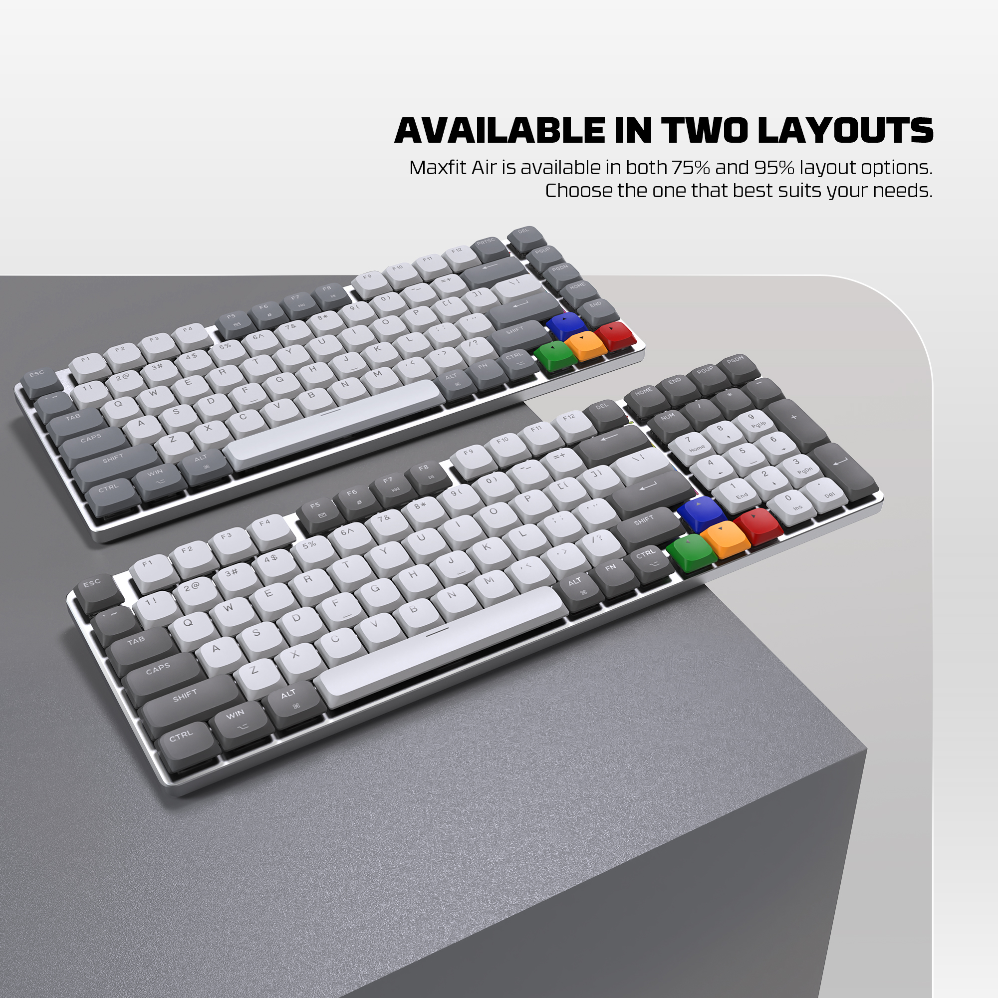 A large marketing image providing additional information about the product Fantech MK915 75% Low Profile Wireless Mechanical Keyboard - SUPER MAXFIT AIR83 (Brown Switch) - Additional alt info not provided