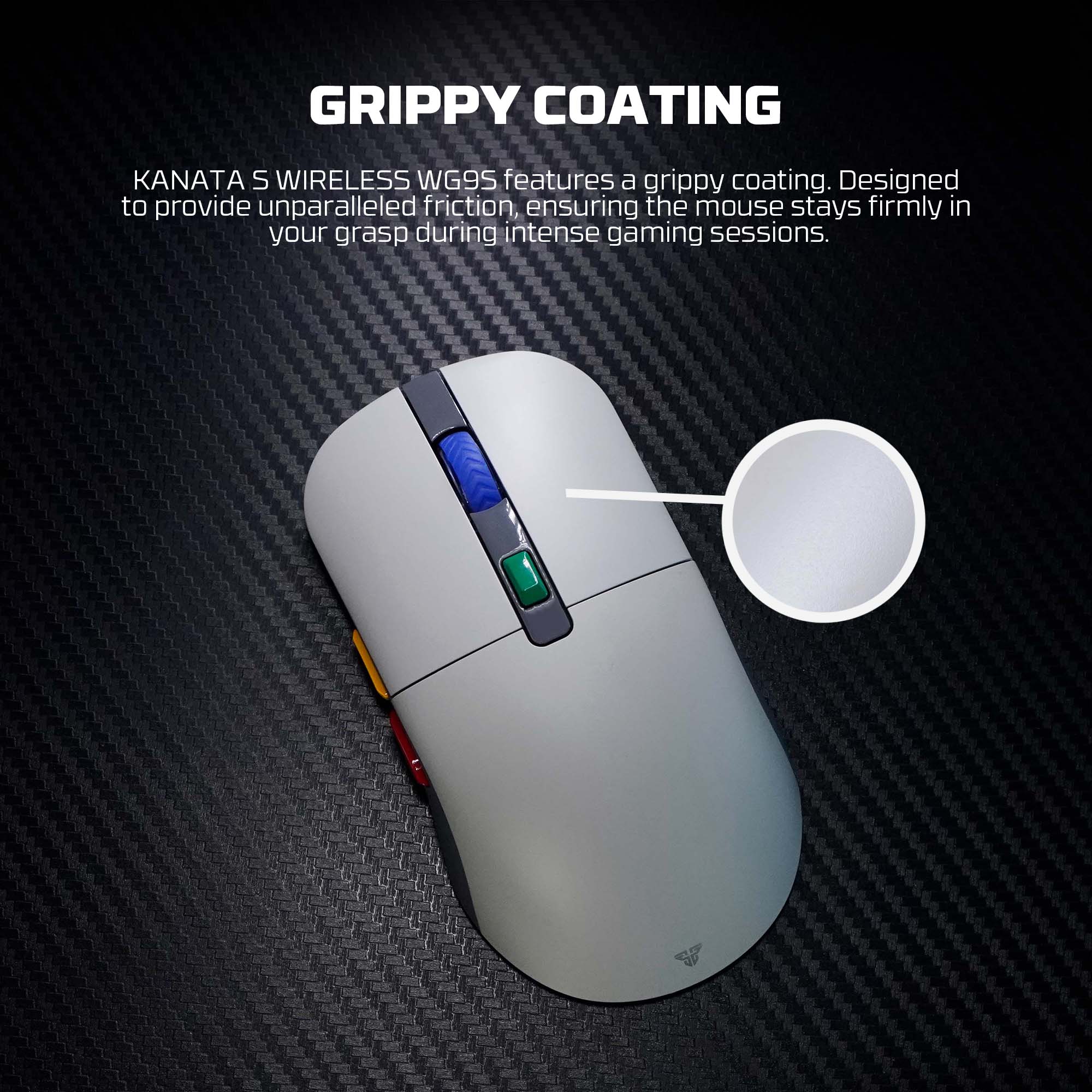 A large marketing image providing additional information about the product Fantech WG9S Super MaxFit Wireless Dual Mode Gaming Mouse - Additional alt info not provided