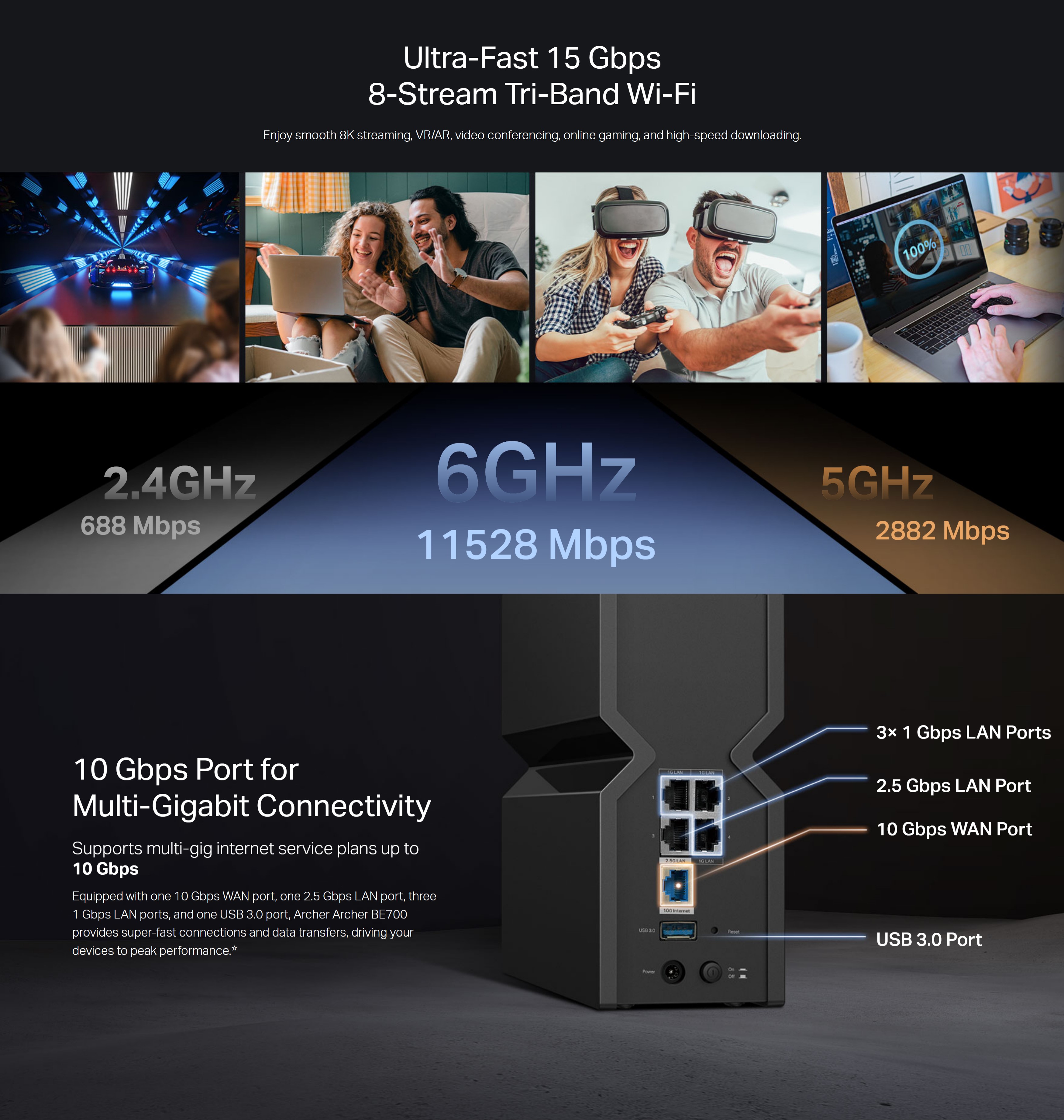 TP-Link Archer BE700 - BE15000 Tri-Band Wi-Fi 7 Router | PLE Computers