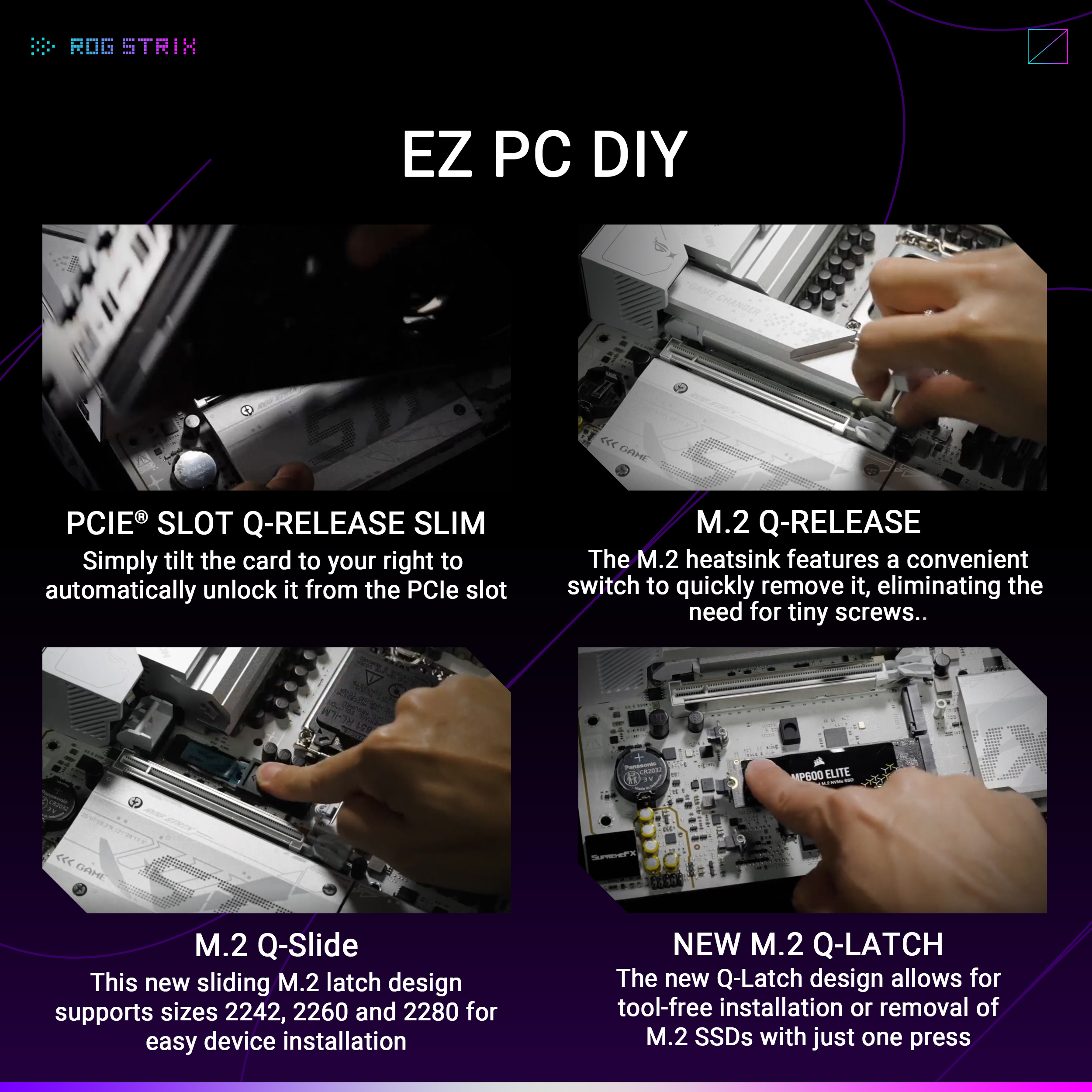 A large marketing image providing additional information about the product ASUS ROG Strix B860-G Gaming WiFi LGA1851 mATX Desktop Motherboard - Additional alt info not provided