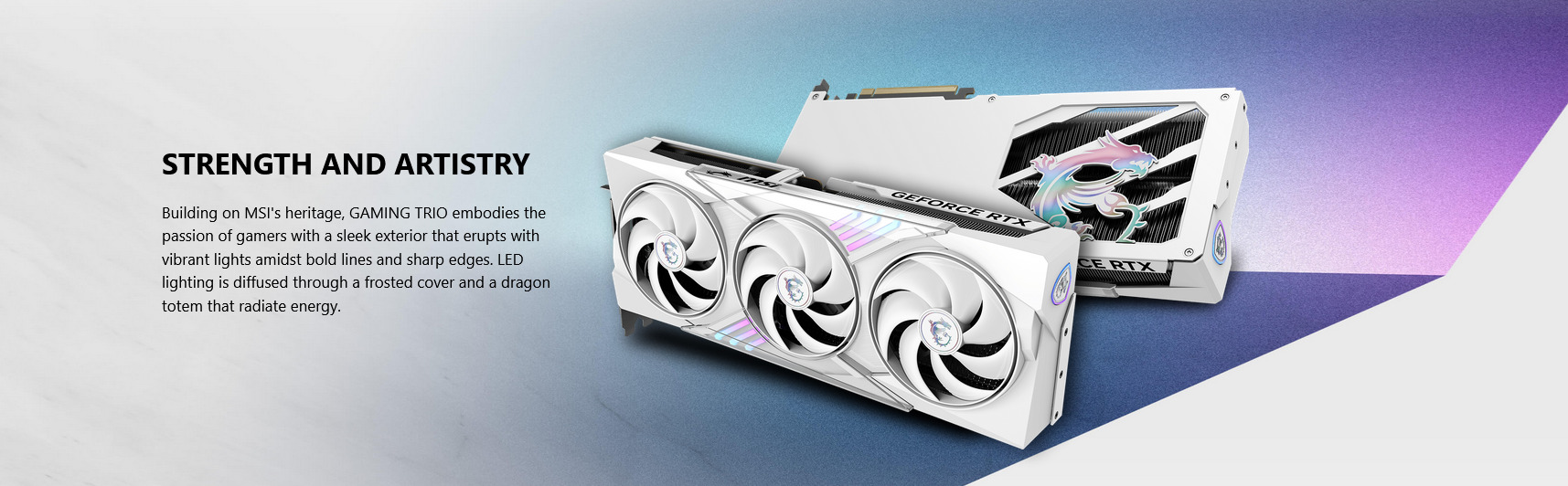 A large marketing image providing additional information about the product MSI GeForce RTX 5080 Gaming Trio OC 16GB GDDR7 - White - Additional alt info not provided