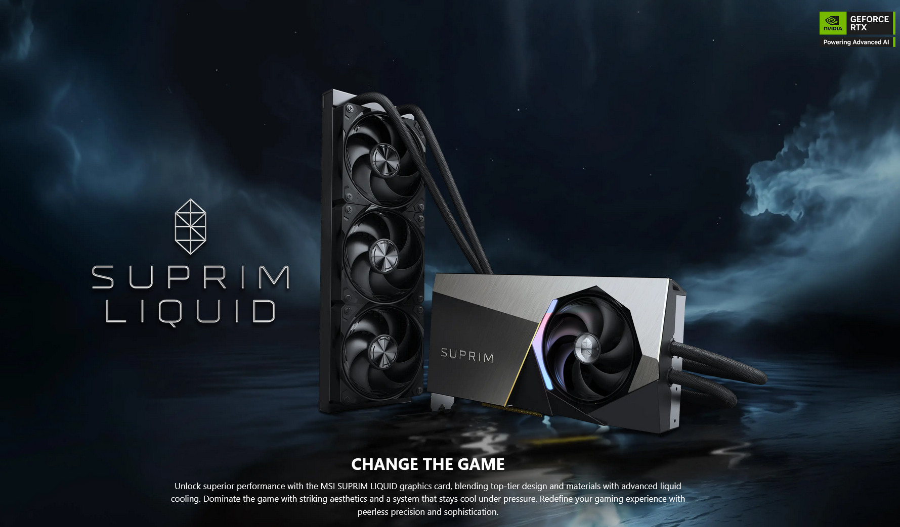 A large marketing image providing additional information about the product MSI GeForce RTX 5090 Suprim Liquid SOC 32GB GDDR7 - Additional alt info not provided