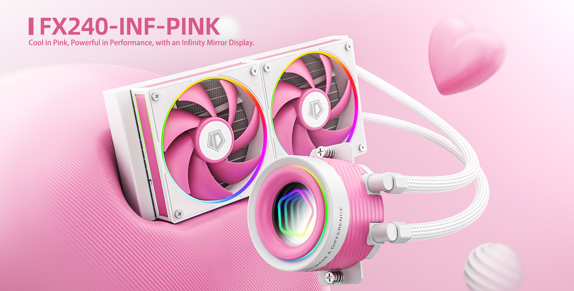 ID-COOLING FX240 INF 240mm ARGB AIO Liquid CPU Cooler (Pink/White