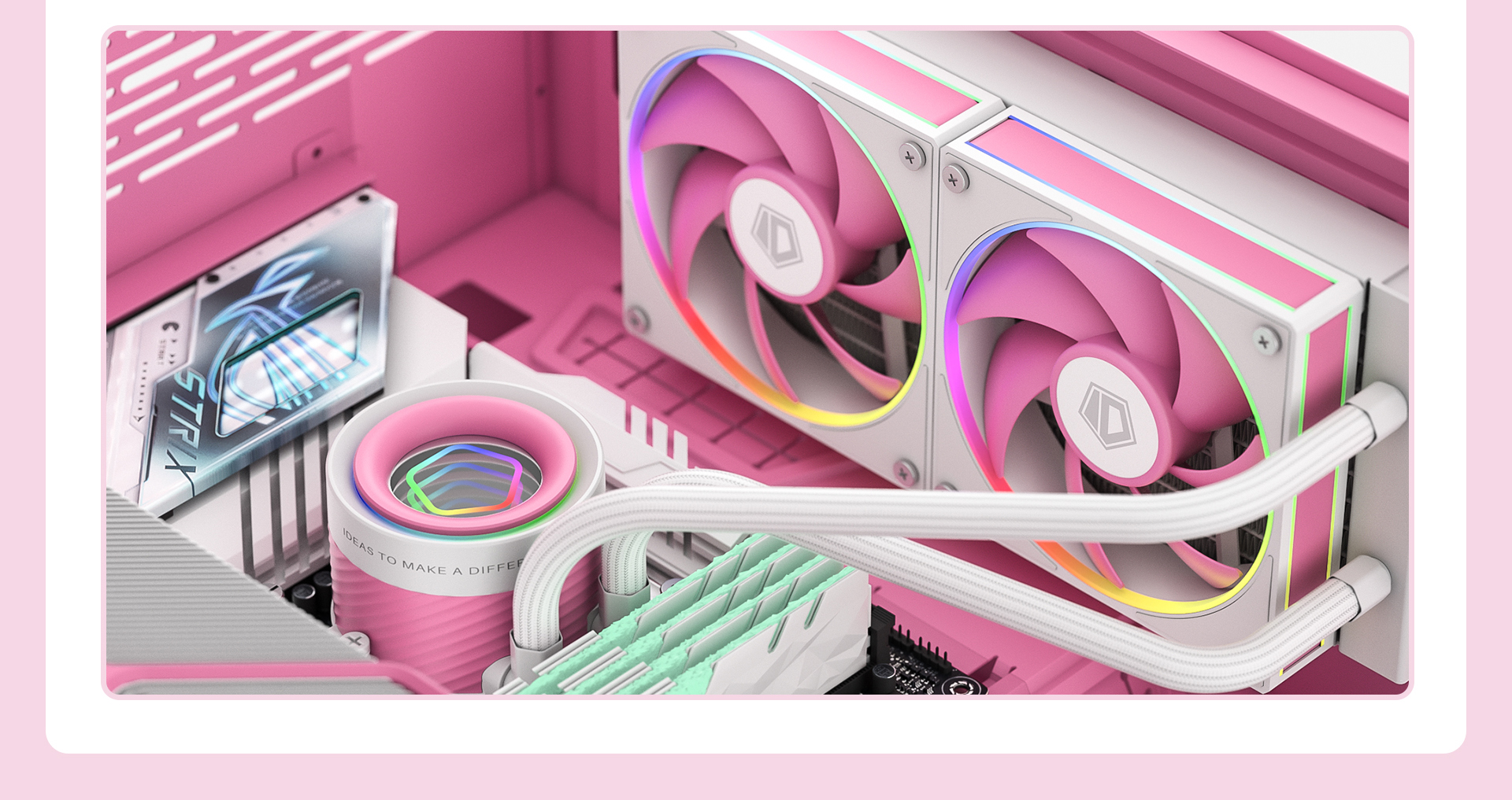 B' Flow ピンク ID-COOLINGの水冷クーラーにダイヤモンドヘッドデザインの新