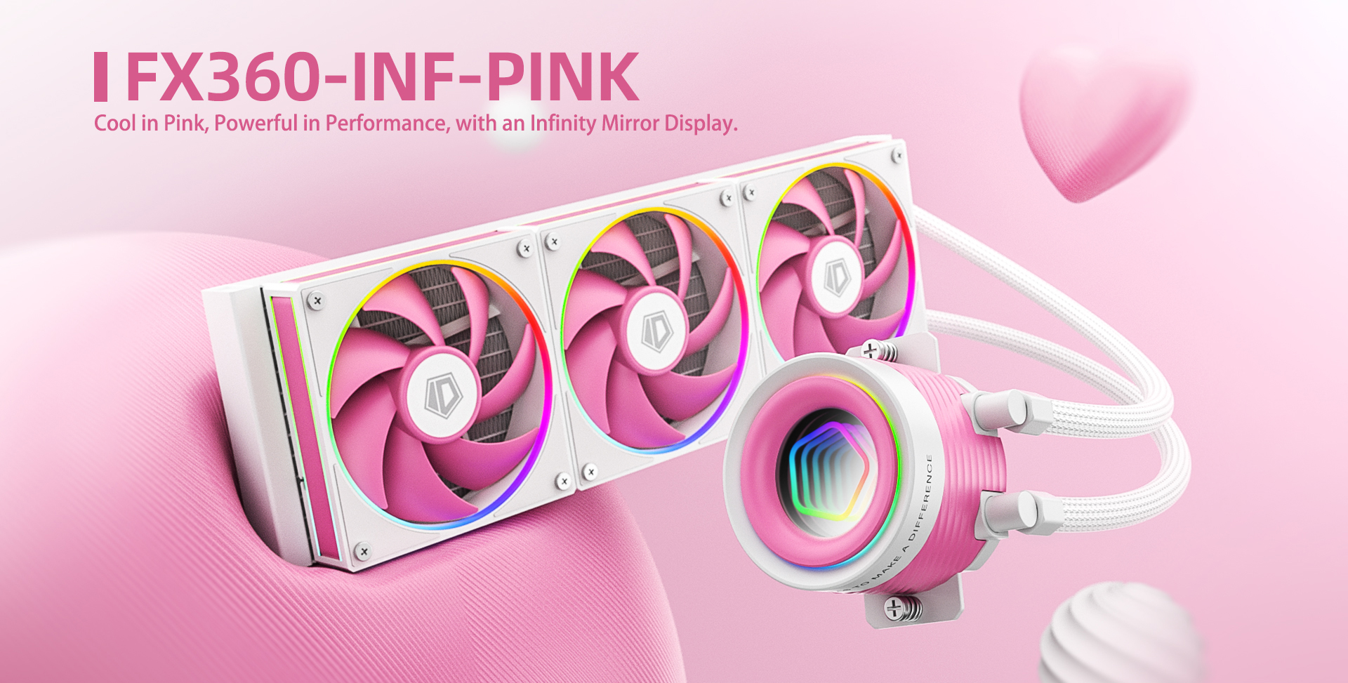 ID-COOLING FX360 INF 360mm ARGB AIO Liquid CPU Cooler (Pink/White