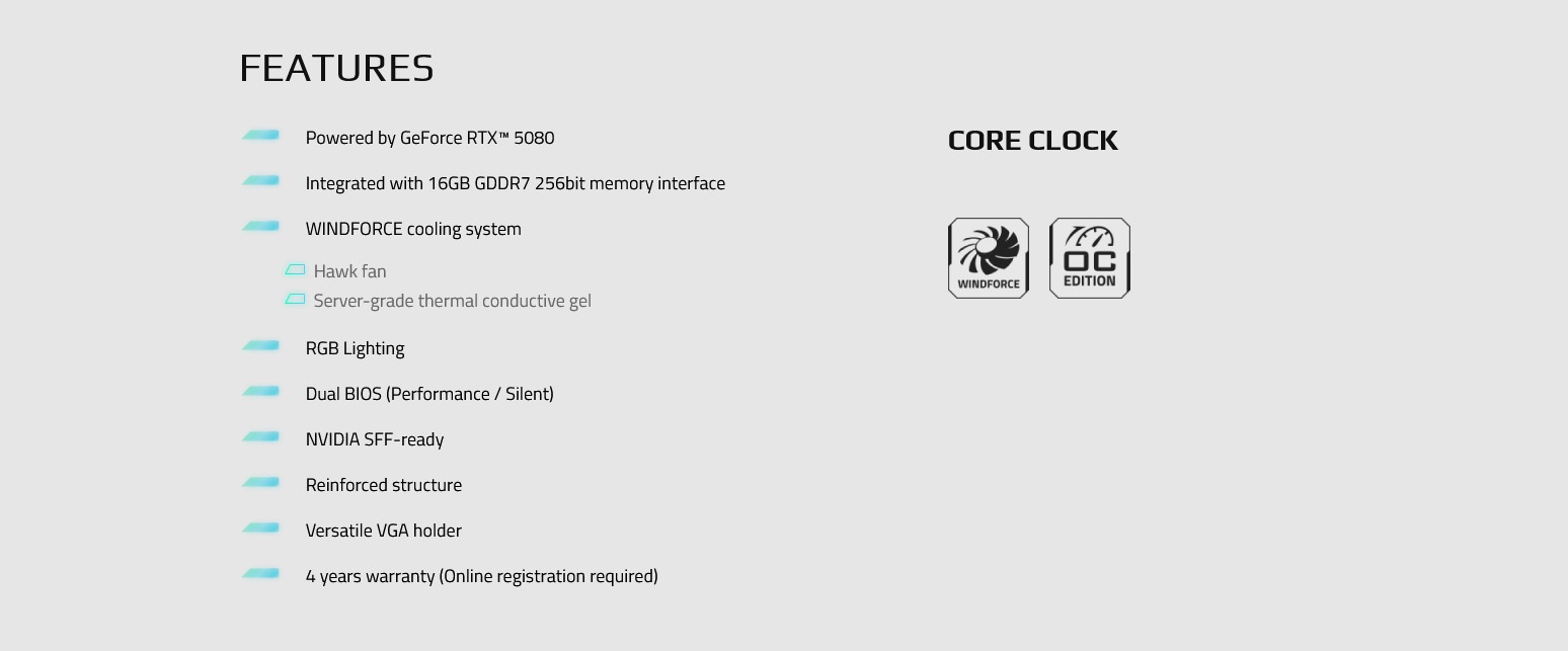 A large marketing image providing additional information about the product Gigabyte GeForce RTX 5080 Aero OC SFF 16GB GDDR7 - Additional alt info not provided