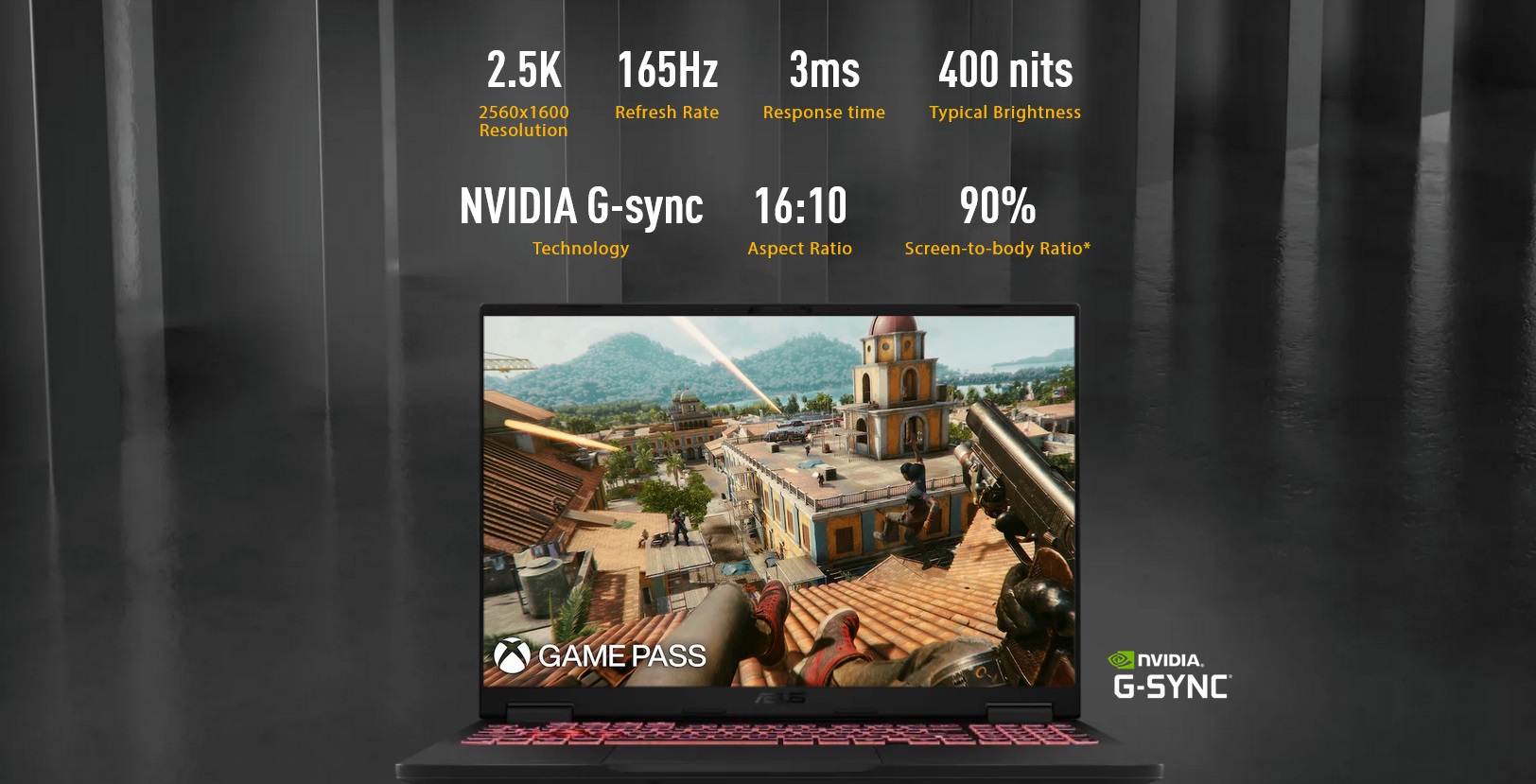 A large marketing image providing additional information about the product ASUS TUF Gaming A16 (FA608) - 16" 165Hz, Ryzen AI 9 HX 370, RTX 4060, 32GB/1TB - Win 11 Notebook - Additional alt info not provided