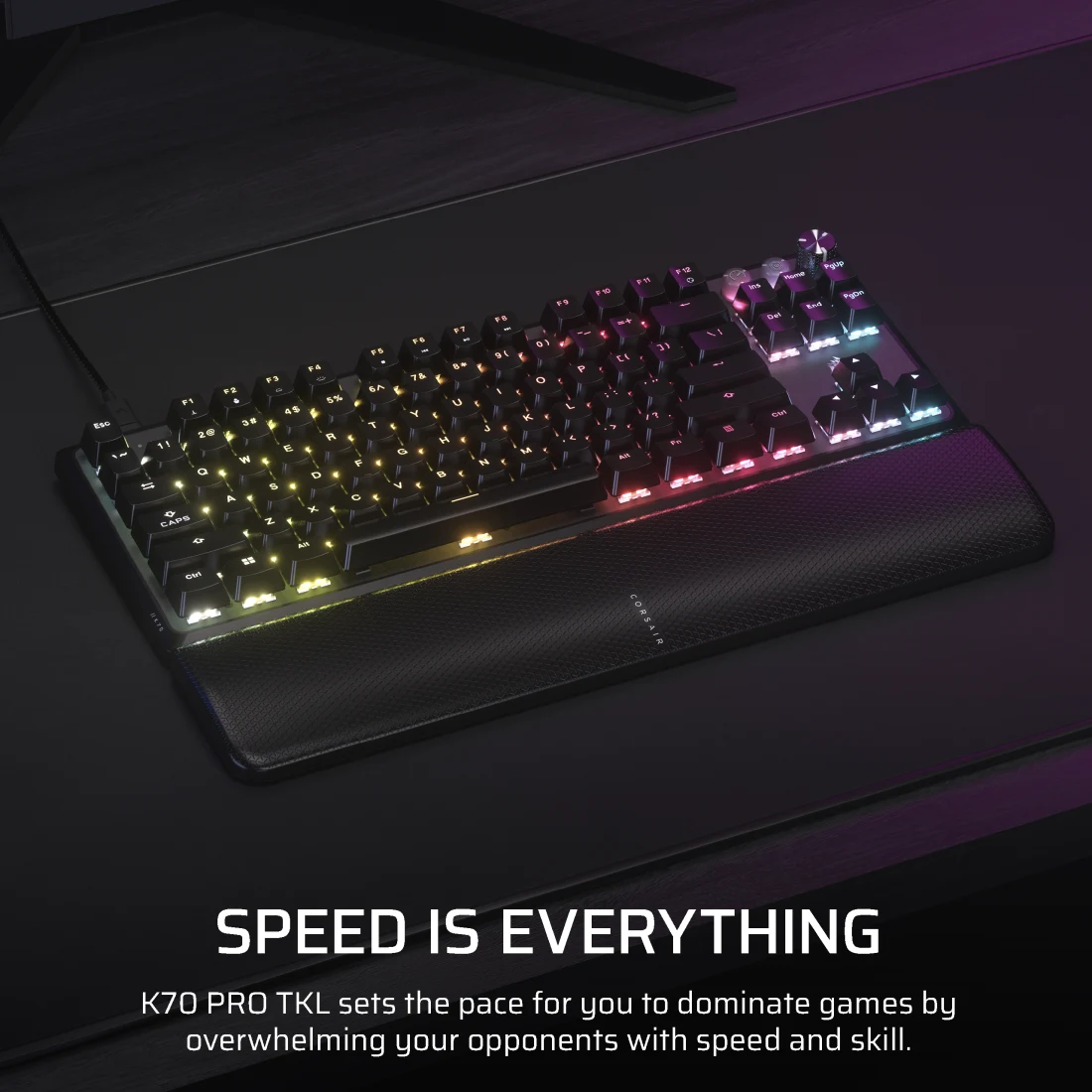 A large marketing image providing additional information about the product Corsair K70 PRO TKL High-Performance Hall Effect Gaming Keyboard - Black (MGX V2 Switch) - Additional alt info not provided