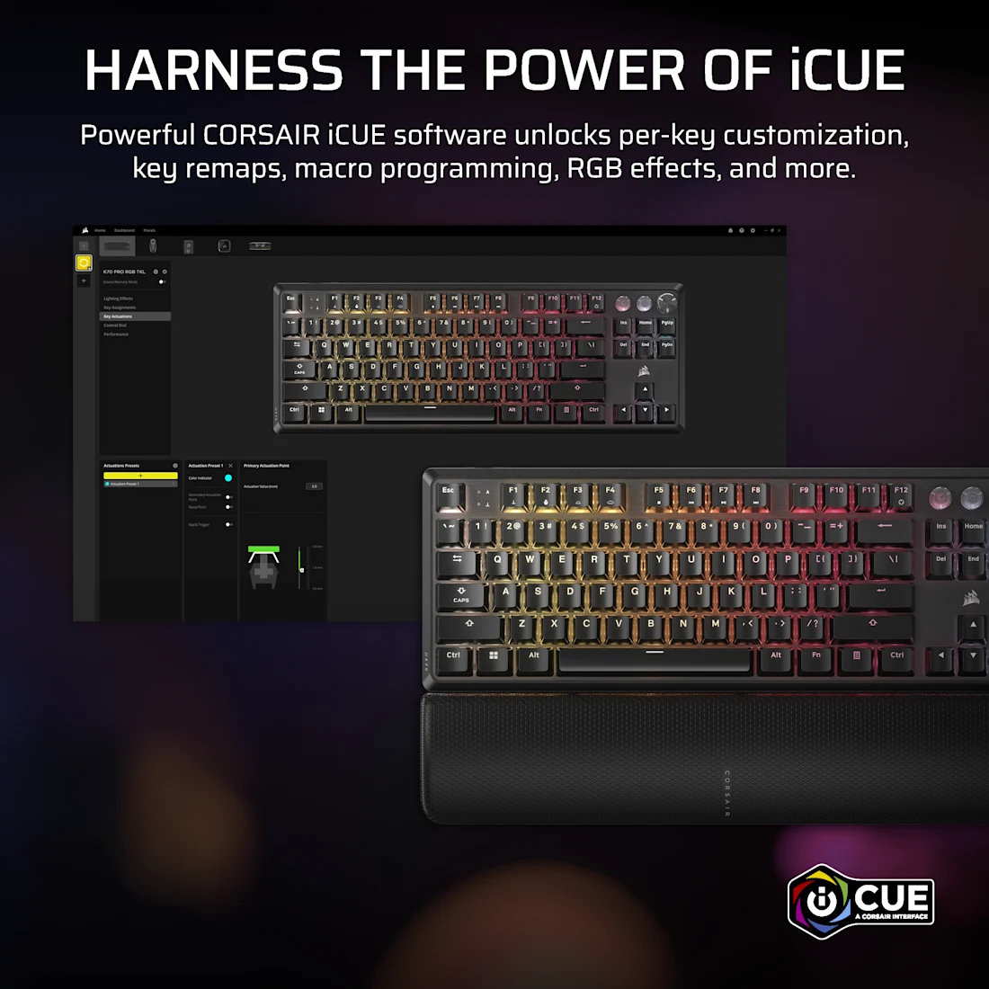 A large marketing image providing additional information about the product Corsair K70 PRO TKL High-Performance Hall Effect Gaming Keyboard - Black (MGX V2 Switch) - Additional alt info not provided