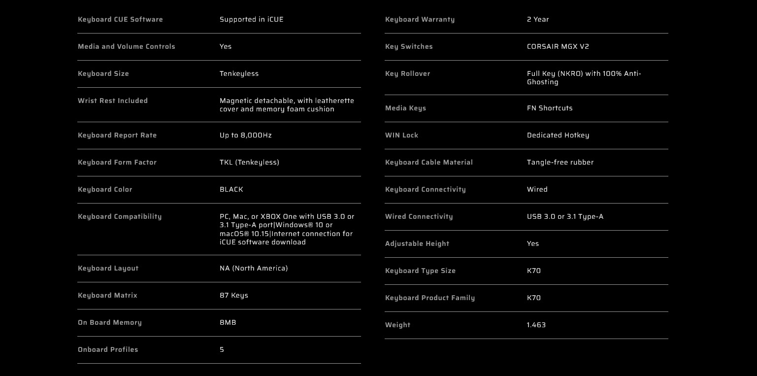 A large marketing image providing additional information about the product Corsair K70 PRO TKL High-Performance Hall Effect Gaming Keyboard - Black (MGX V2 Switch) - Additional alt info not provided