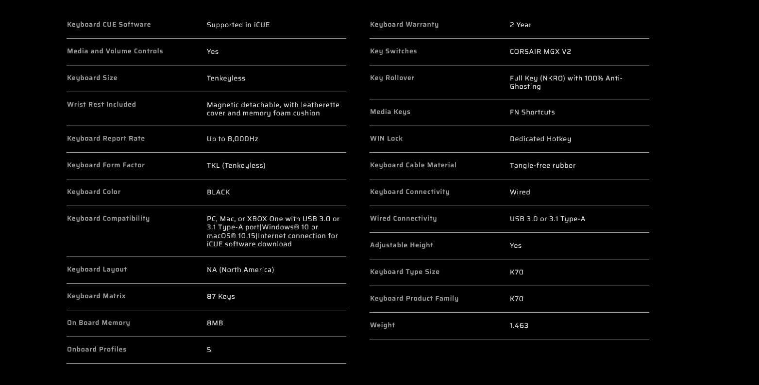 A large marketing image providing additional information about the product Corsair K70 PRO TKL High-Performance Hall Effect Gaming Keyboard - White (MGX V2 Switch) - Additional alt info not provided