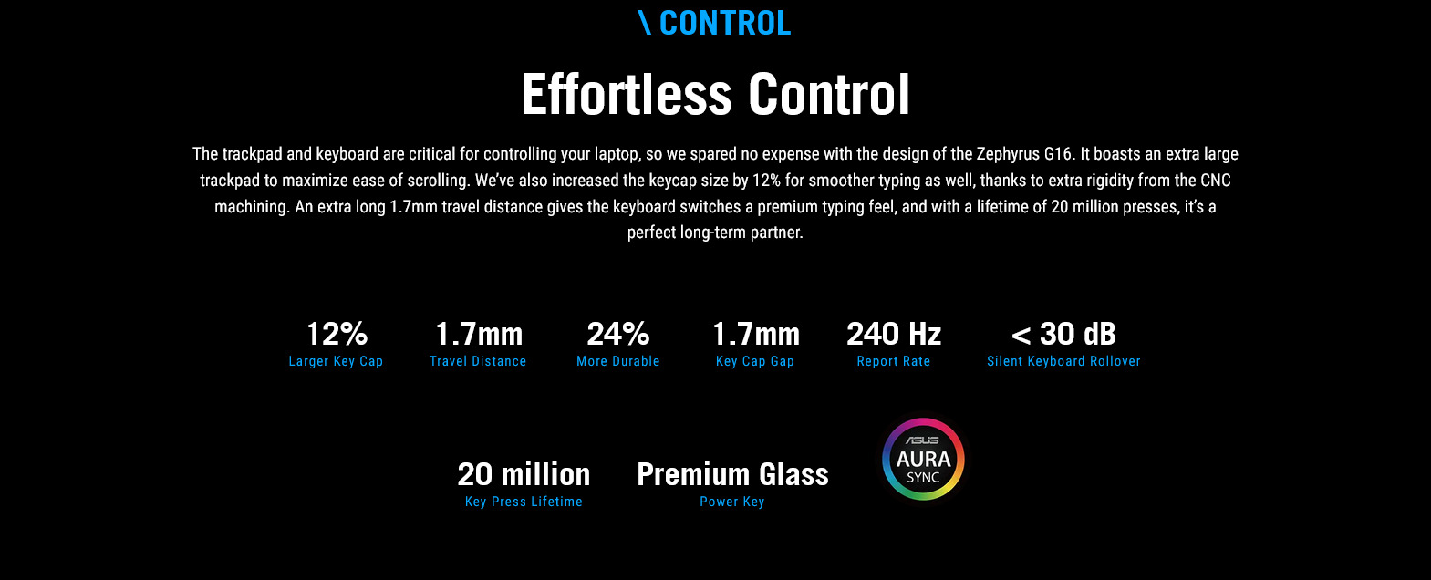 A large marketing image providing additional information about the product ASUS ROG Zephyrus G16 (GU605) - 16" 240Hz OLED, Ultra 9 285H, RTX 5090, 64GB/2TB - Win 11 Pro Gaming Notebook - Additional alt info not provided