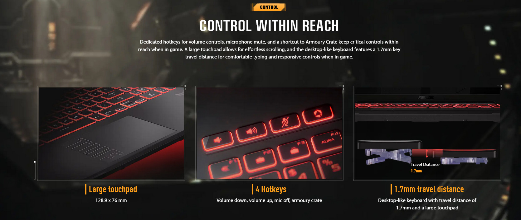 A large marketing image providing additional information about the product ASUS TUF Gaming A16 (FA607) - 16" 165Hz, Ryzen 9 7940HX, RTX 4060, 16GB/1TB - Win 11 Notebook - Additional alt info not provided