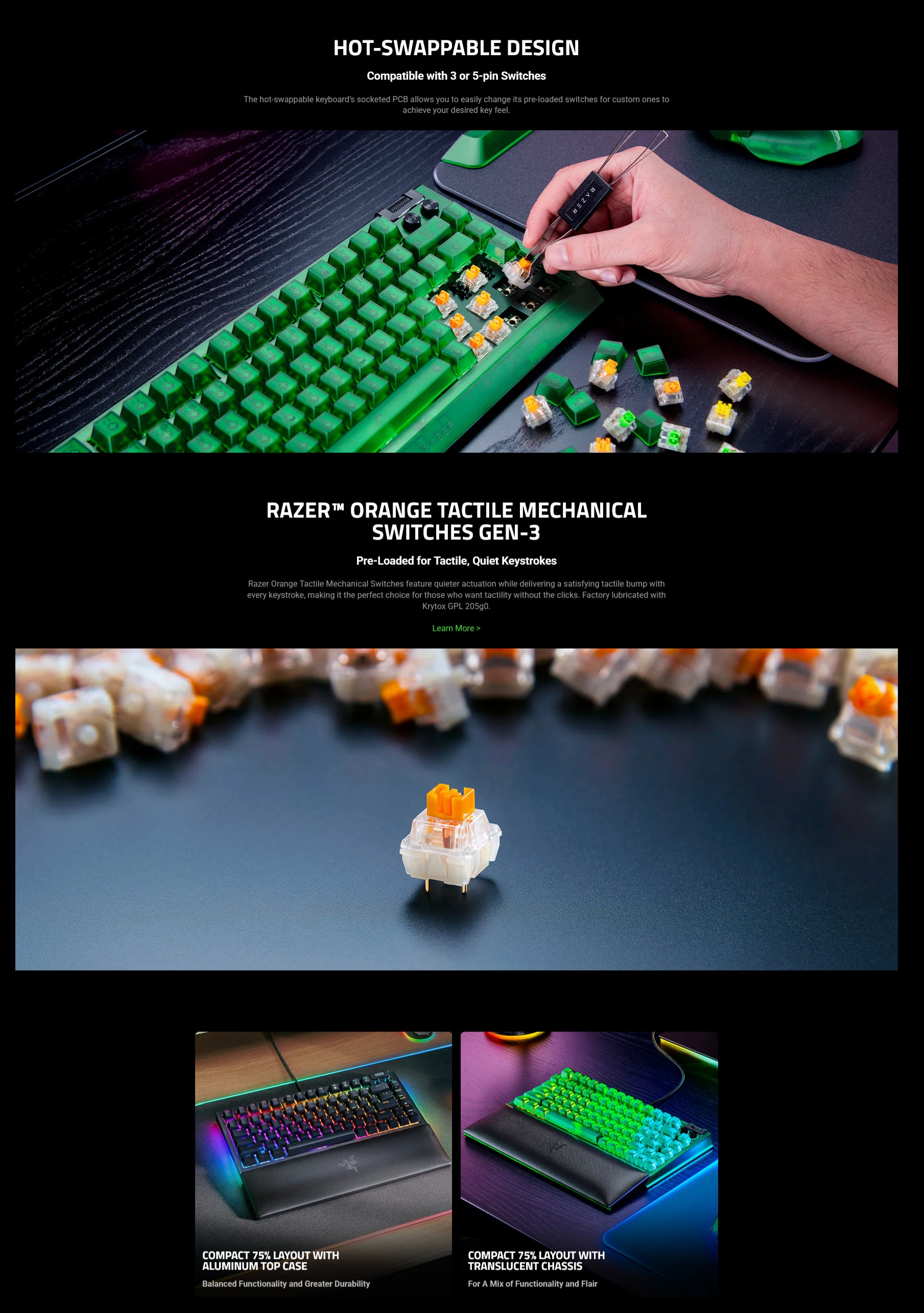 Razer BlackWidow V4 75% - Compact Mechanical Gaming Keyboard 