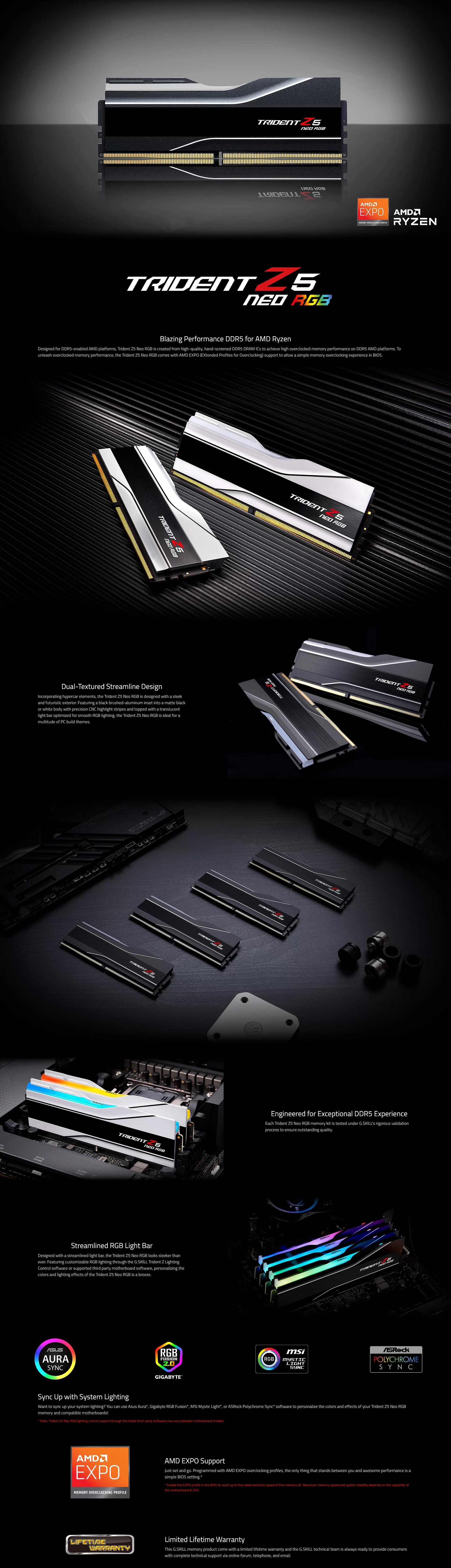 G.Skill Trident Z5 Neo RGB 32GB Kit (2x16GB) AMD EXPO DDR5-6000 