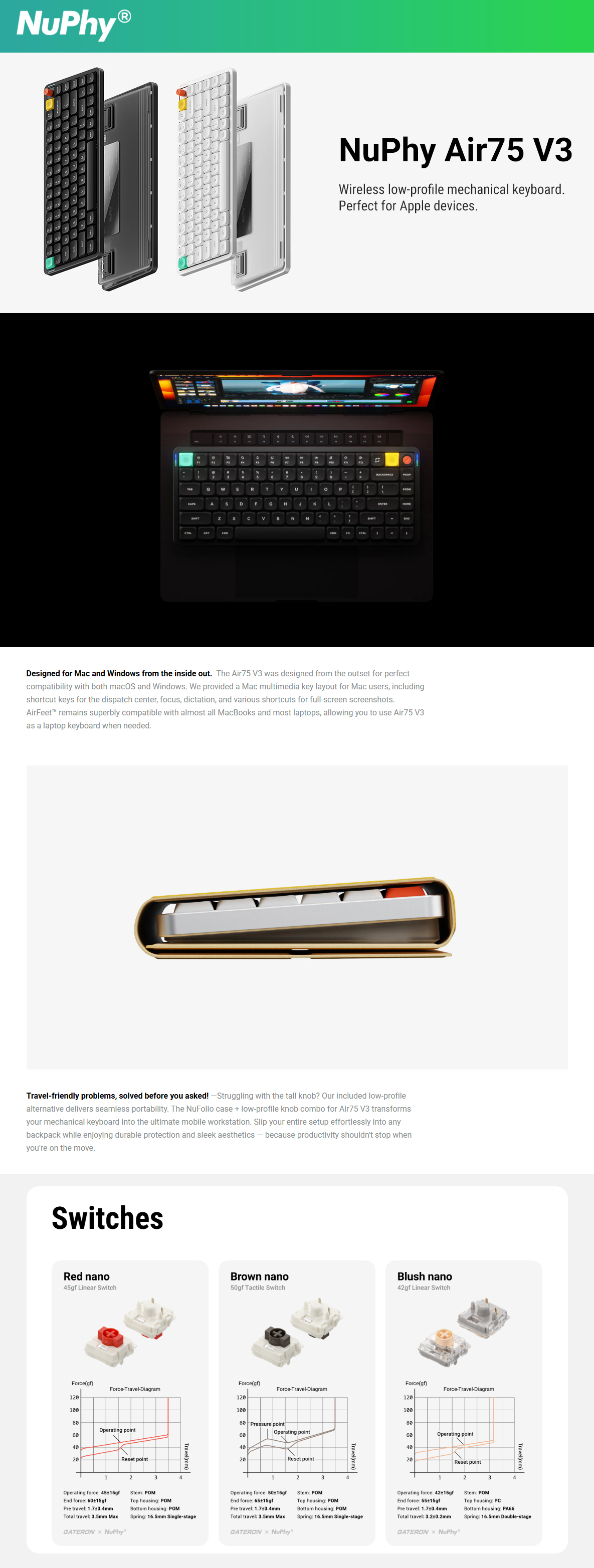 NuPhy Air75 V3 Wireless Low-profile Mechanical Keyboard