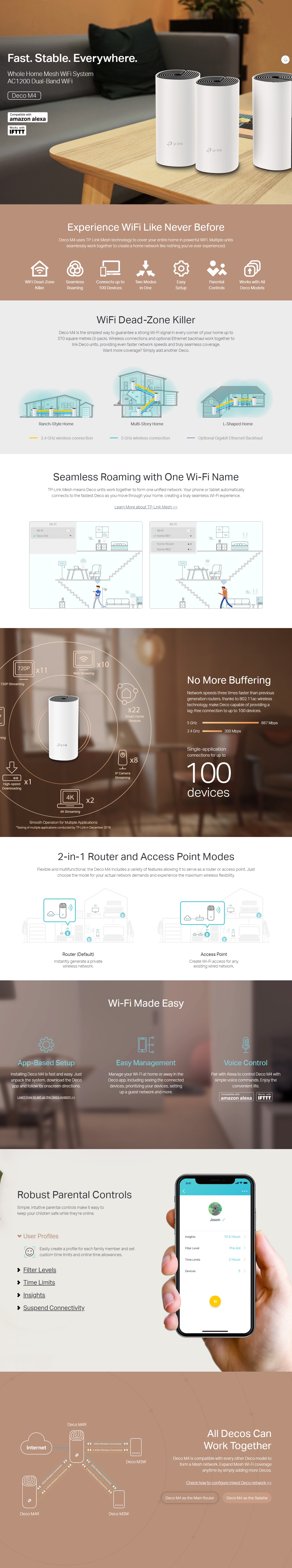 A large marketing image providing additional information about the product TP-Link Deco M4 AC1200 Deco Whole Home Mesh WiFi System - 3-Pack - Additional alt info not provided