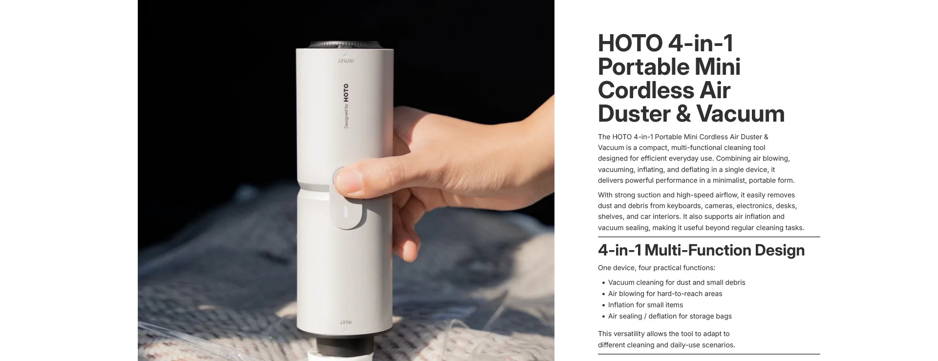 HOTO Compressed Air Capsule Air Duster & Handheld Vacuum | PLE