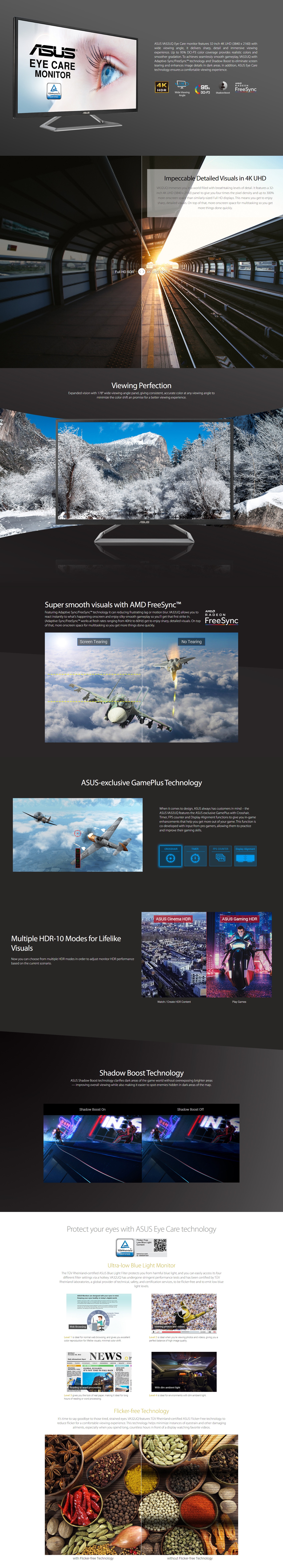 A large marketing image providing additional information about the product ASUS VA32UQ 31.5" 4K UHD FreeSync 4MS LED Monitor - Additional alt info not provided