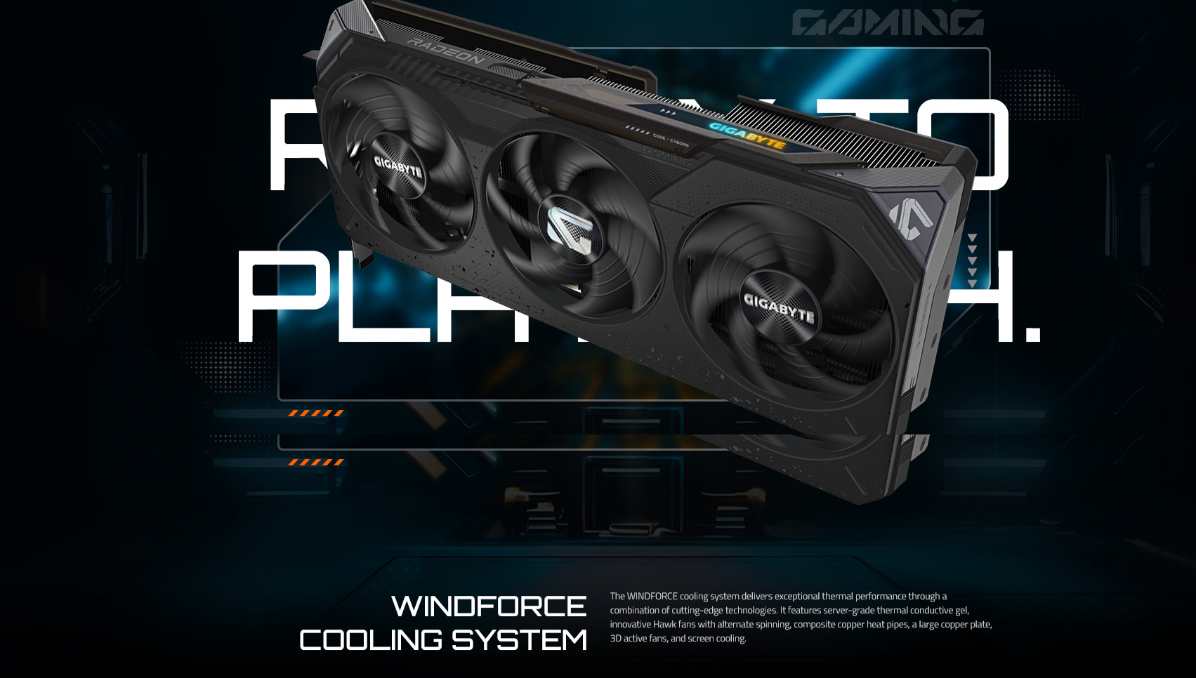 A large marketing image providing additional information about the product Gigabyte Radeon RX 9070 GRE Gaming OC 12GB GDDR6 - Additional alt info not provided