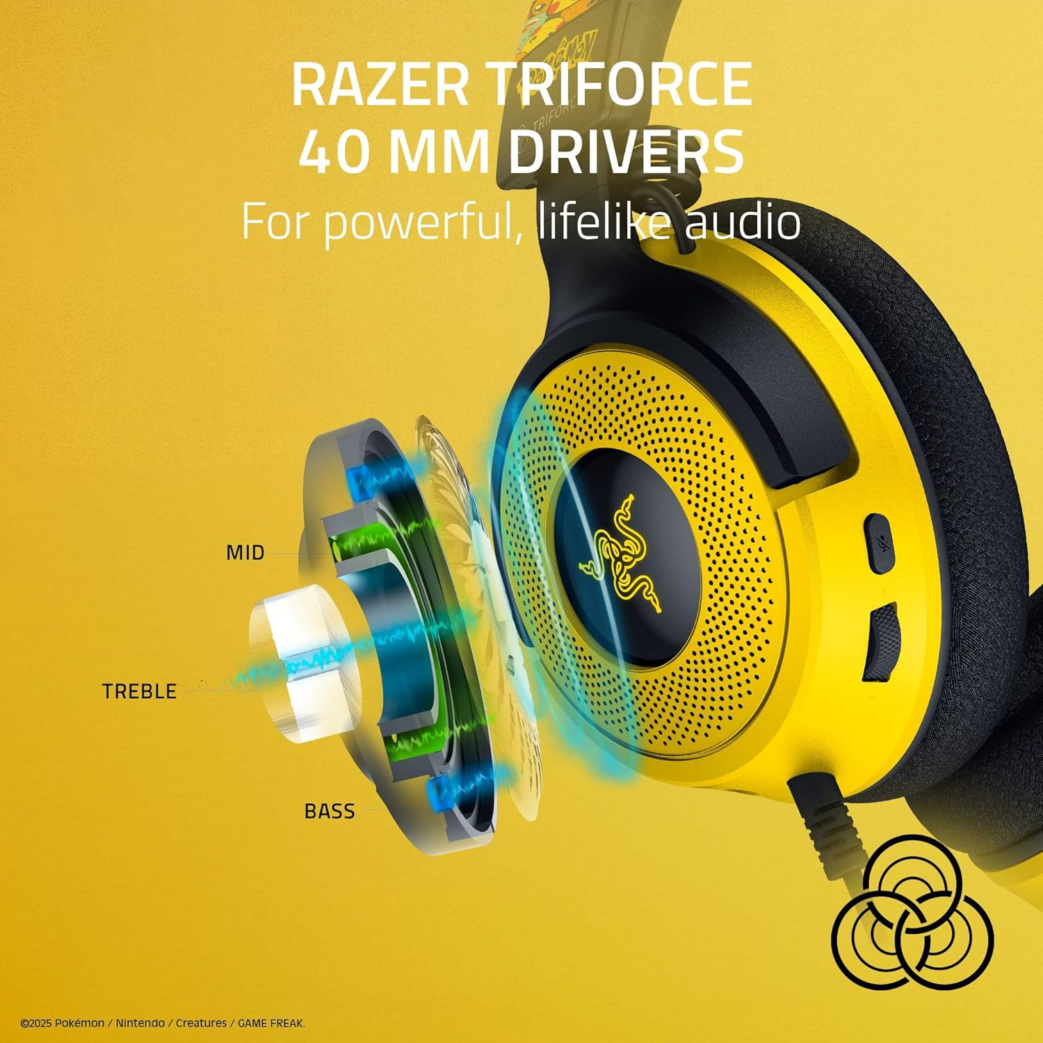 Razer Kraken V4 X - Wired Gaming Headset - Pikachu/Eevee Edition