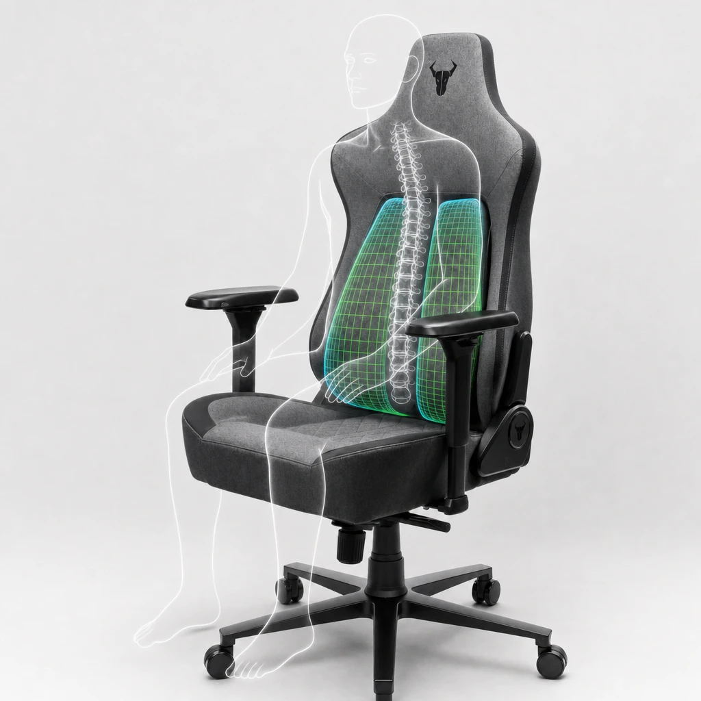 Crosshair XL+ chair showing its twin spring-supported lumbar panels