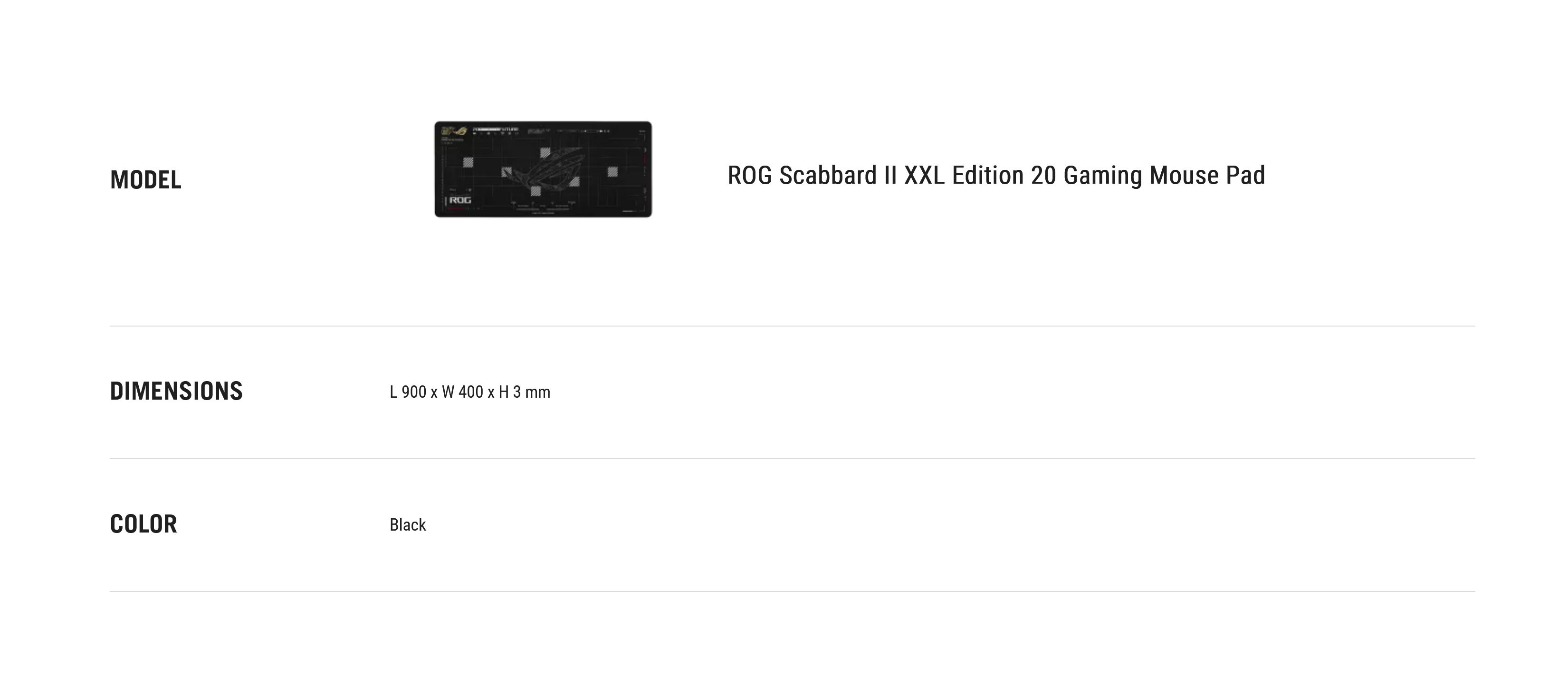 A large marketing image providing additional information about the product ASUS ROG Scabbard II XXL Gaming Mousepad - Edition 20 - Additional alt info not provided