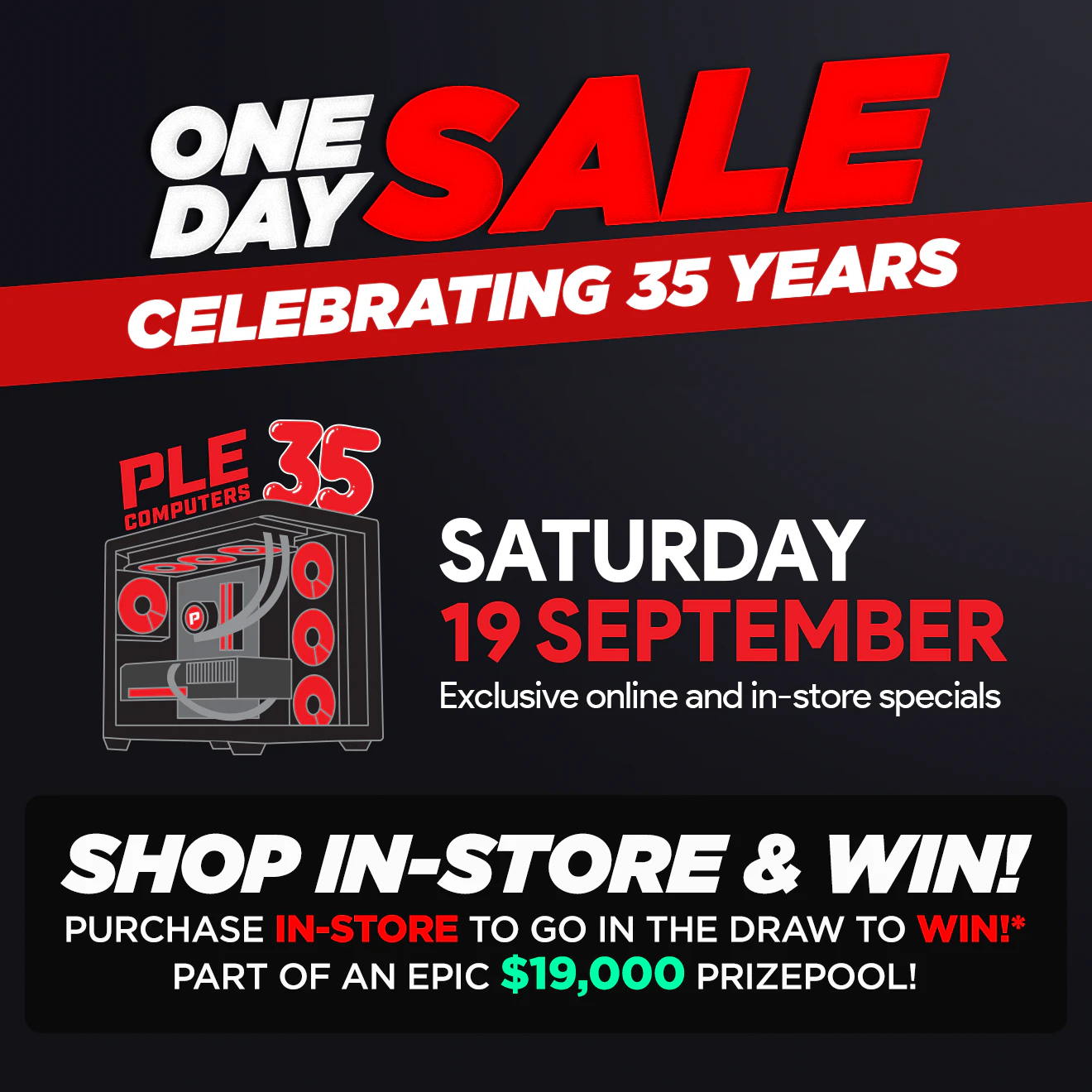 PLE One Day Sale — celebrating 35 years