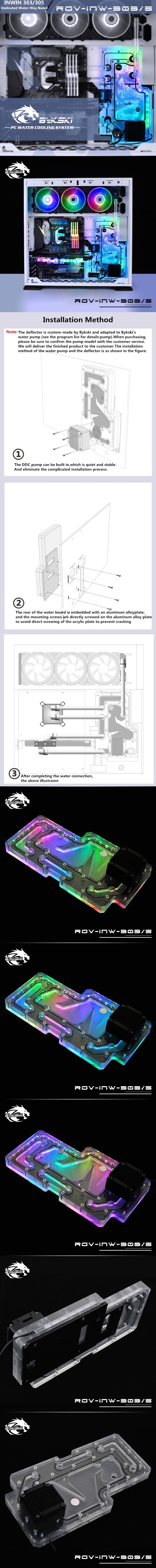 A large marketing image providing additional information about the product Bykski InWin 303/305 Case RBW Water Distribution Board - Additional alt info not provided