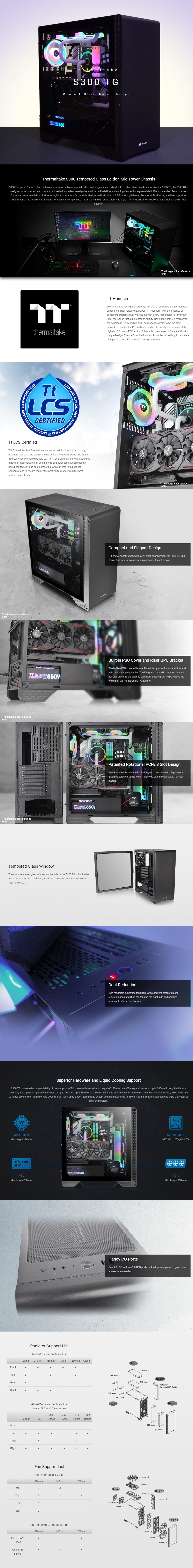 A large marketing image providing additional information about the product Thermaltake S300 - Mid Tower Case (Black) - Additional alt info not provided