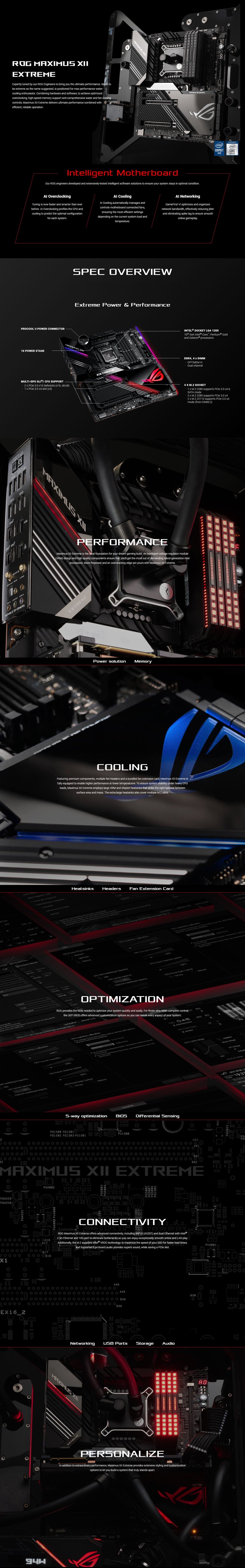 A large marketing image providing additional information about the product ASUS ROG Maximus XII Extreme LGA1200 ATX Desktop Motherboard - Additional alt info not provided