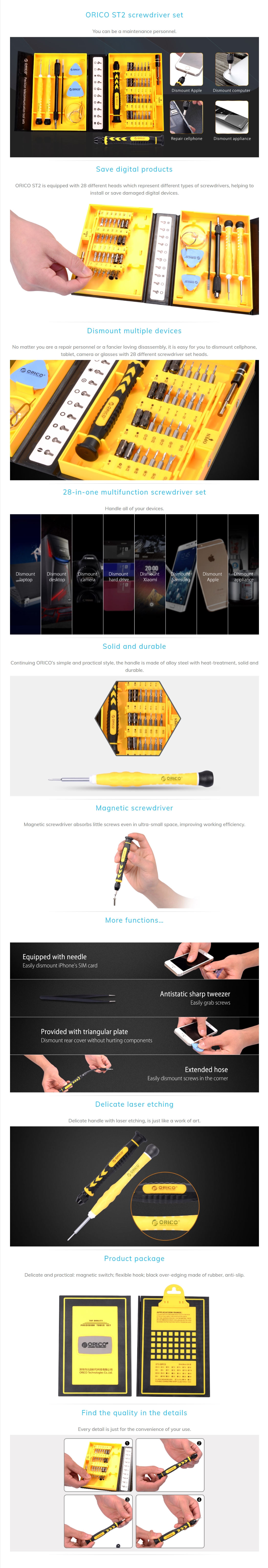 A large marketing image providing additional information about the product ORICO ST2 BK Screwdriver Set - Additional alt info not provided