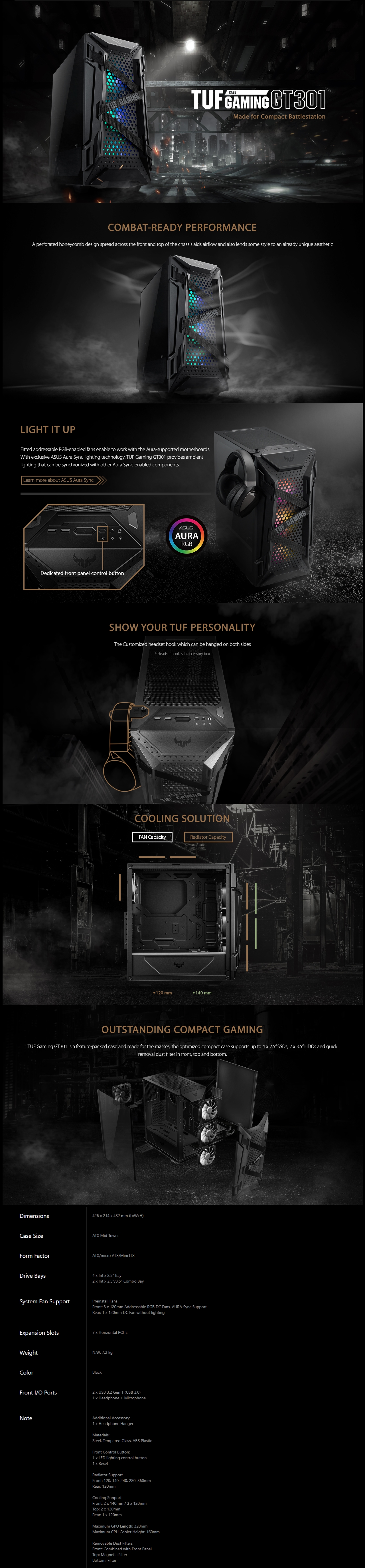 A large marketing image providing additional information about the product ASUS TUF Gaming GT301 Mid Tower Case - Black - Additional alt info not provided